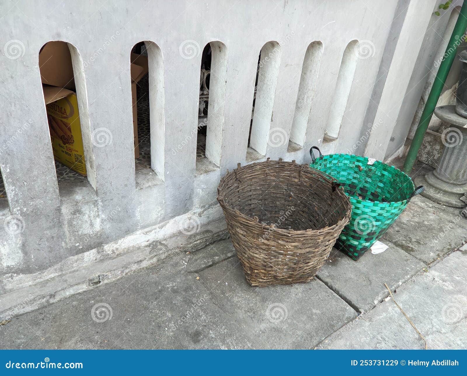 Rubbish Bin from Plastic and Bamboo Stock Image Image of bamboo