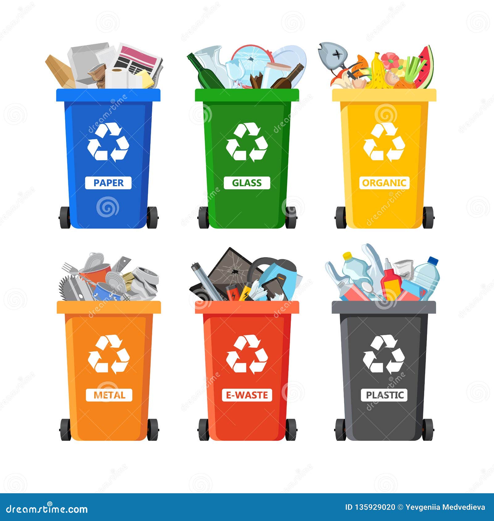 Rubbish Bins for Recycling Different Types of Waste. Garbage Containers  Vector Infographics Stock Vector - Illustration of metal, infographics:  135929020