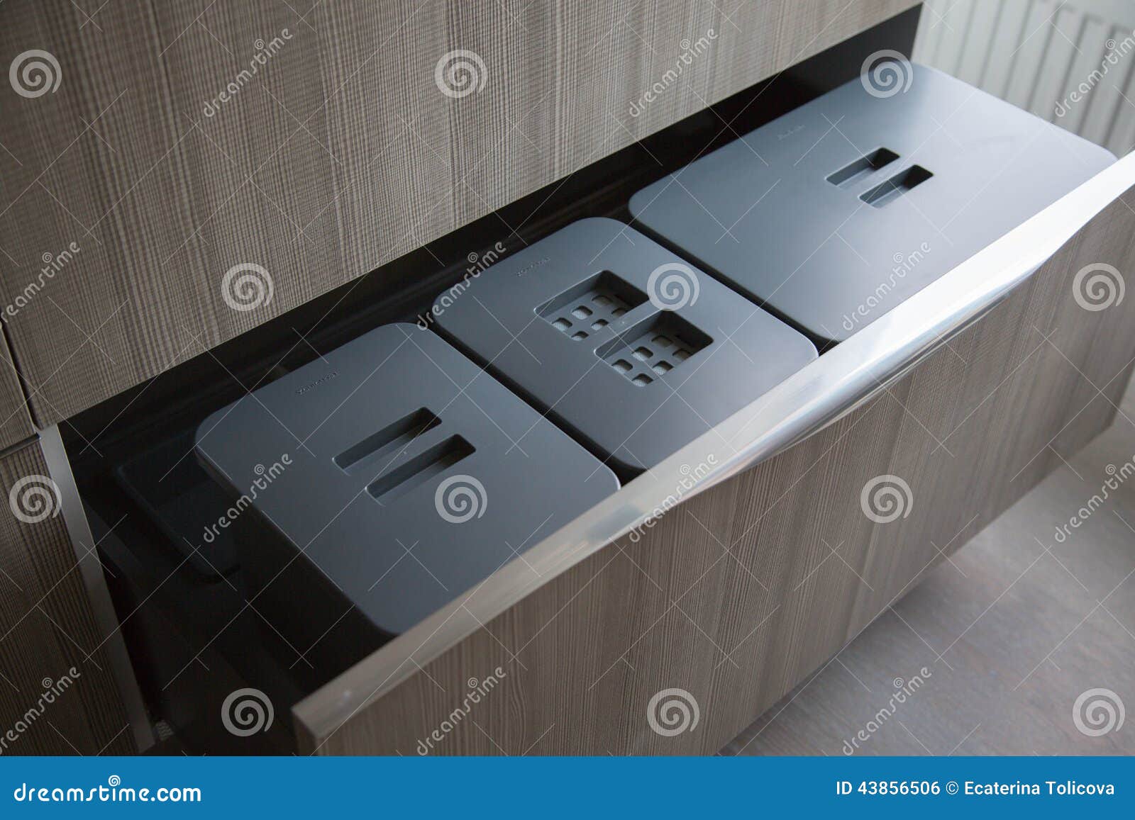 Rubbish Containers in the Kitchen Drawers Stock Photo Image of compact, organic 43856506