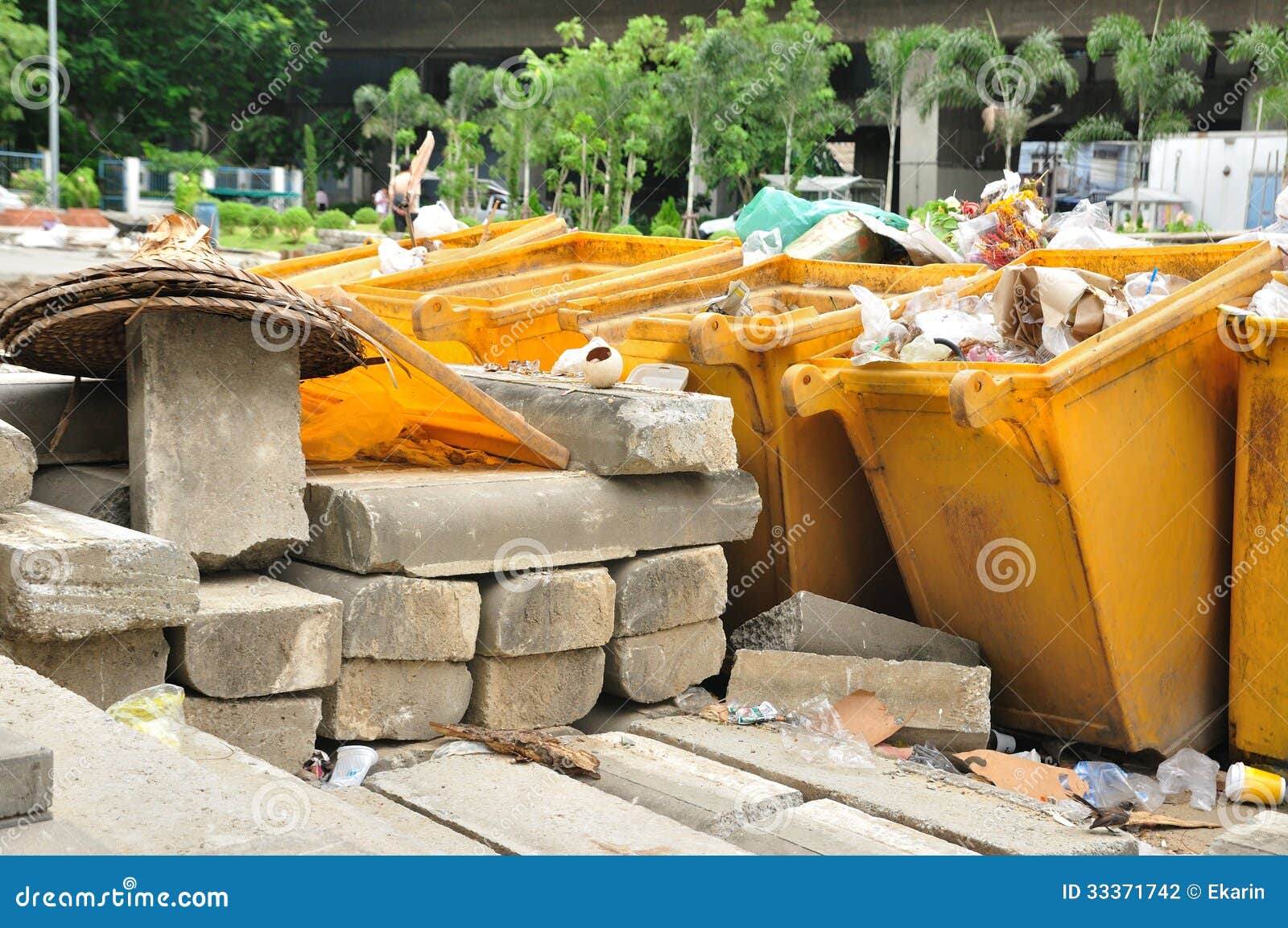 Rubbish Full from All Bins. Stock Photo Image of urban, dustbin 33371742