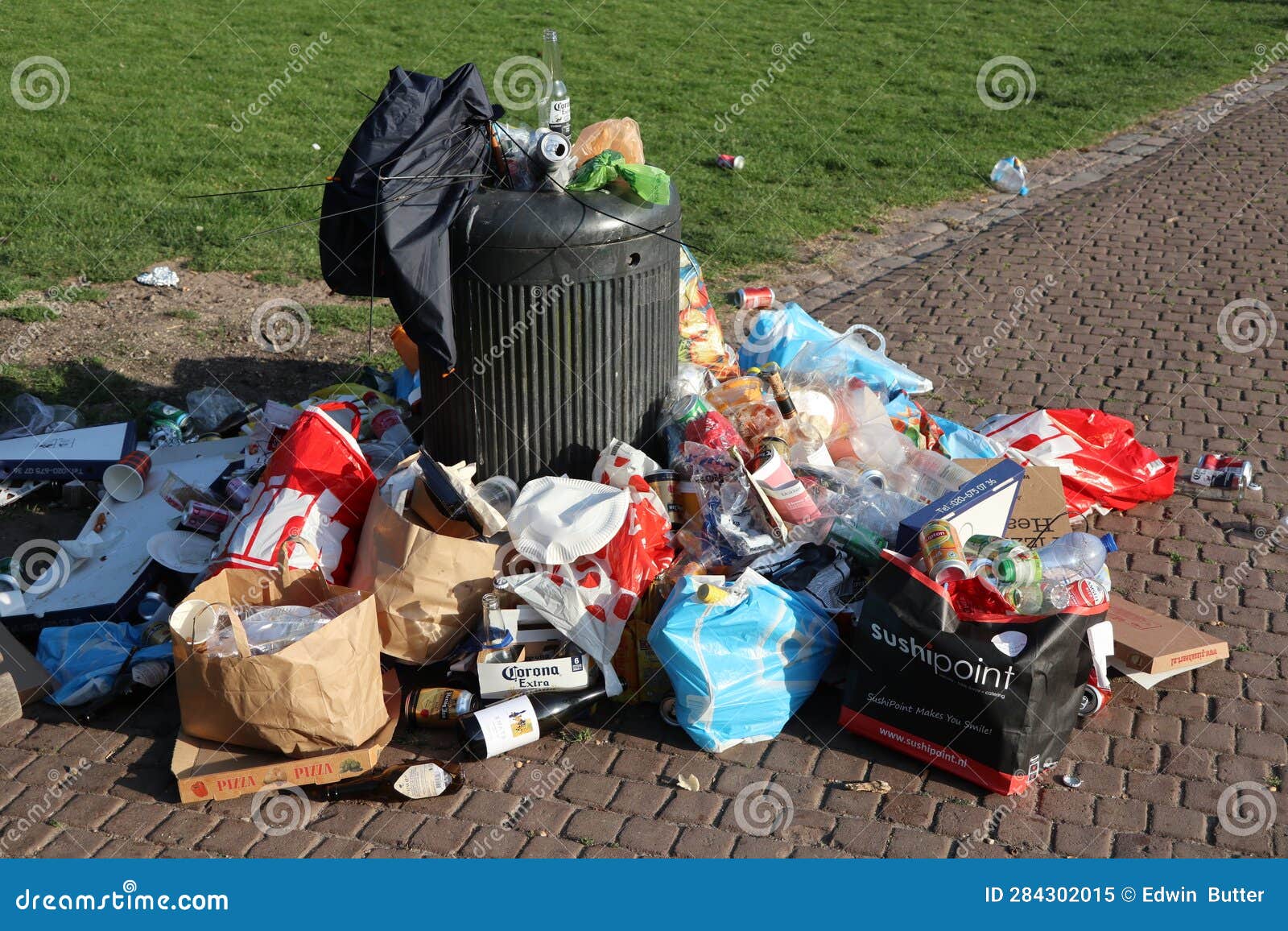 Rubbish Next To Rubbish Bin in Park Editorial Image Image of boxes