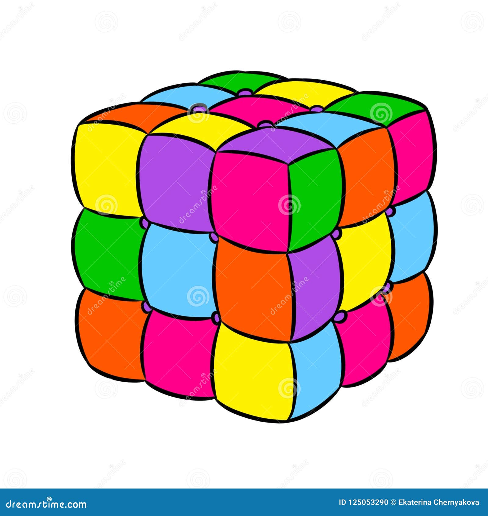 Rubik Cube Toy Brain Simulator Cartoon Editorial Image