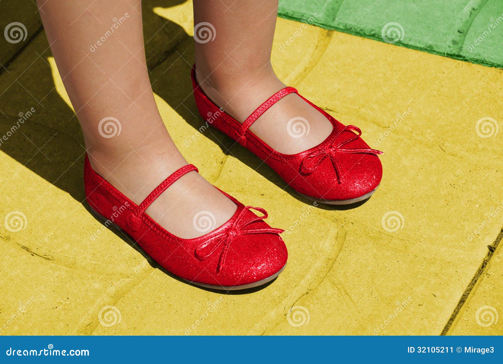 Rubis Slippers on Yellow Road Stock Image - Image of people, wizard ...