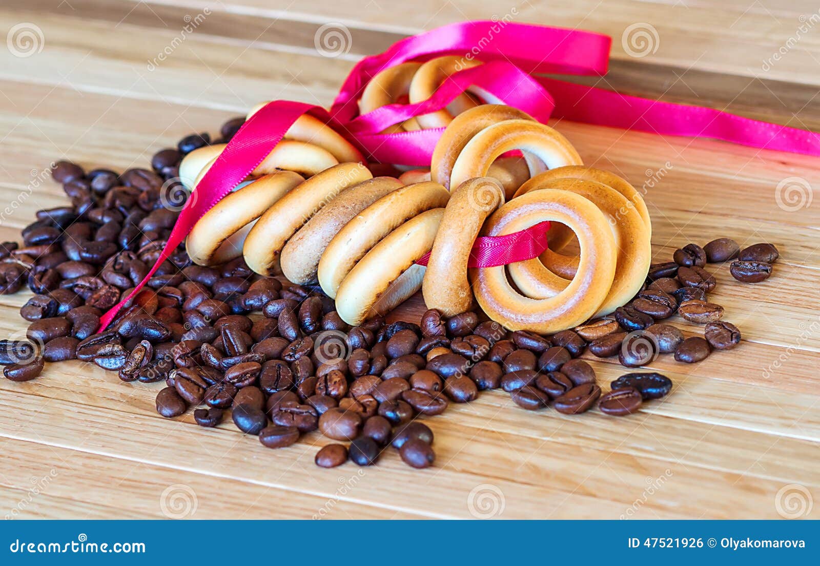 Ruddy Bagels and Coffee Beans Stock Photo Image of breakfast, food