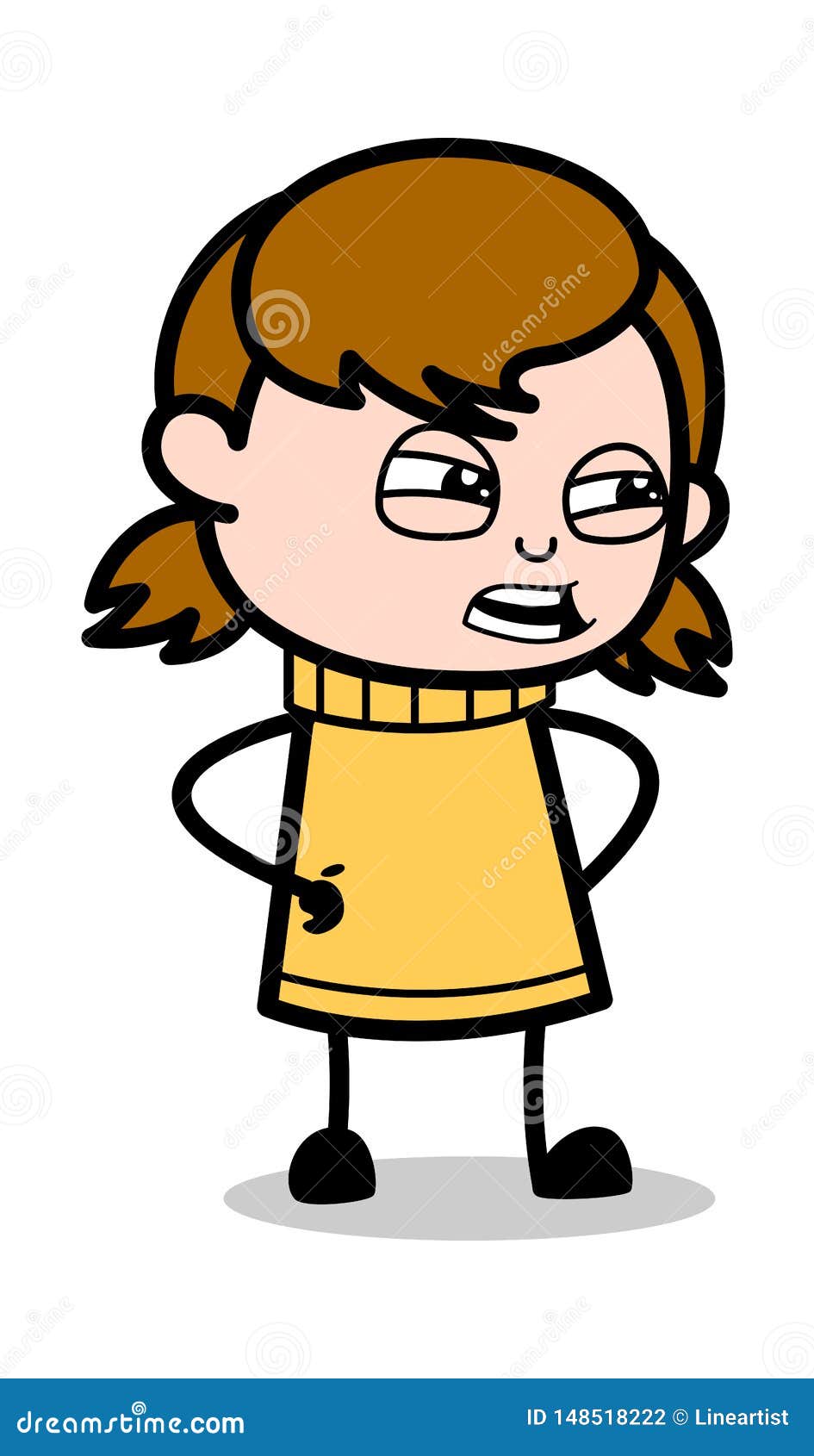 Rude Behavior - Retro Cartoon Girl Teen Vector Illustration Stock  Illustration - Illustration of kids, kindergarten: 148518222