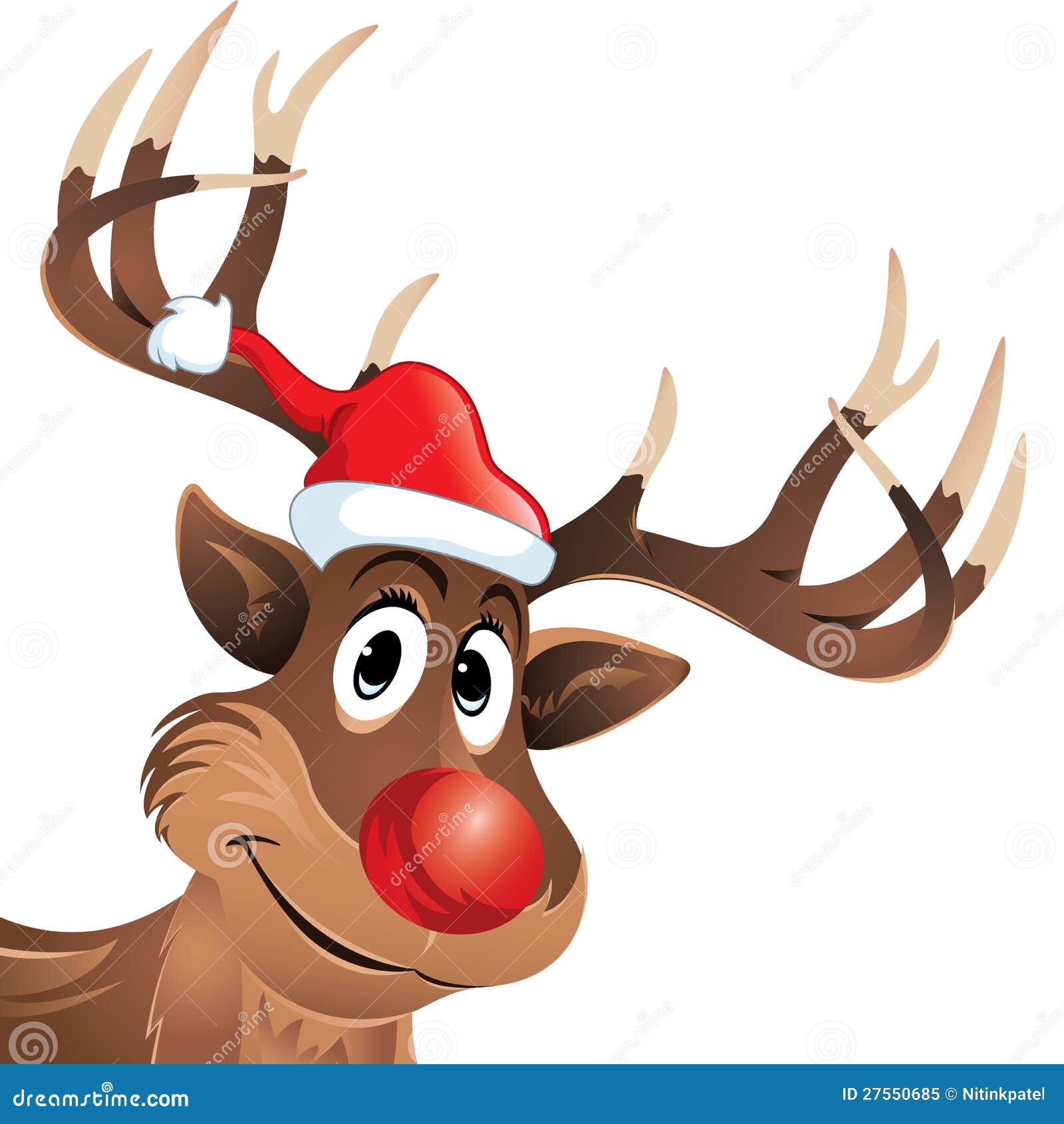 Verbetering kennis Berucht Rudolf the Reindeer with Red Nose and Hat Stock Vector - Illustration of  december, eyes: 27550685