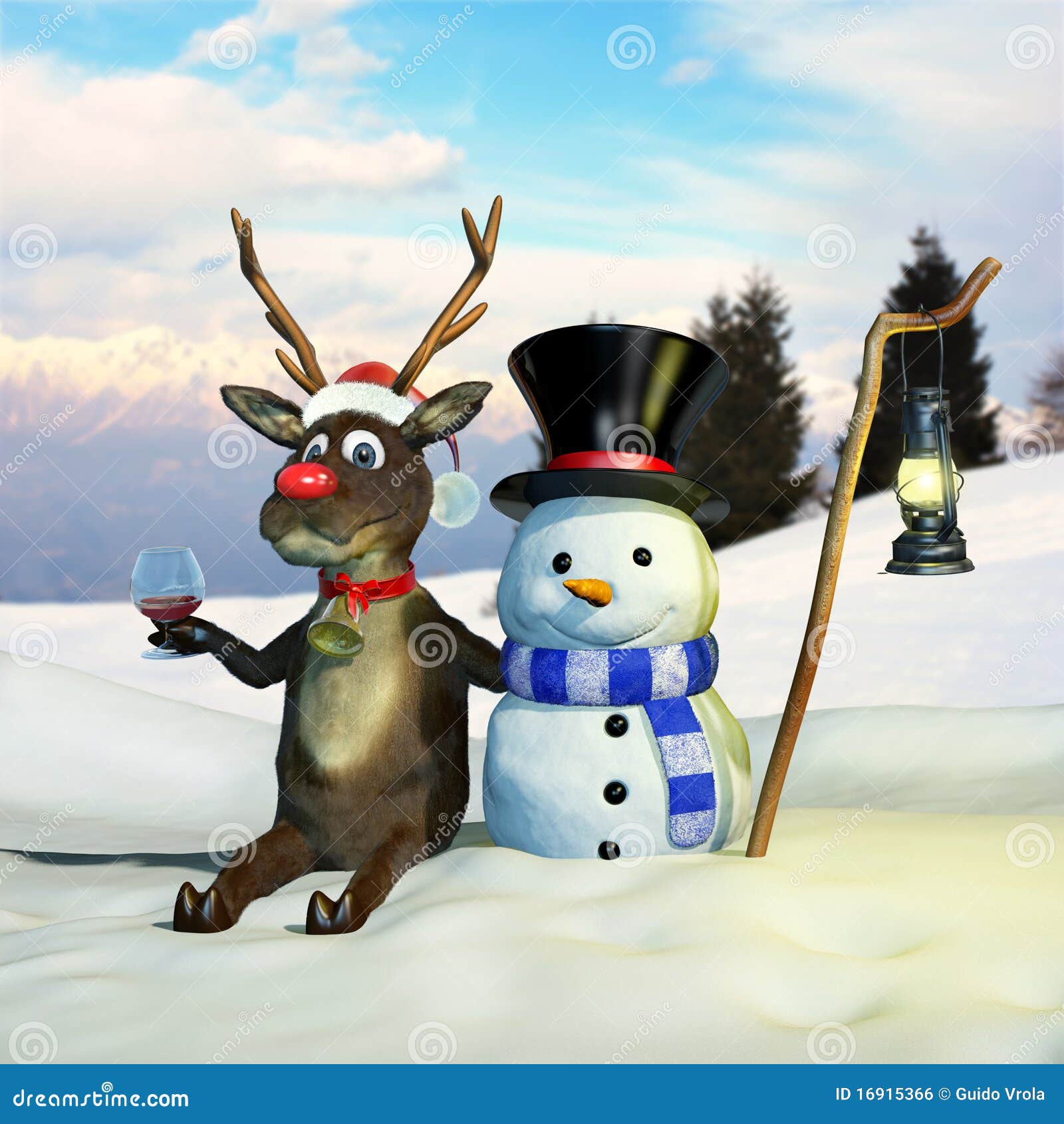 Rudolph and Frosty stock illustration. Illustration of happy - 16915366