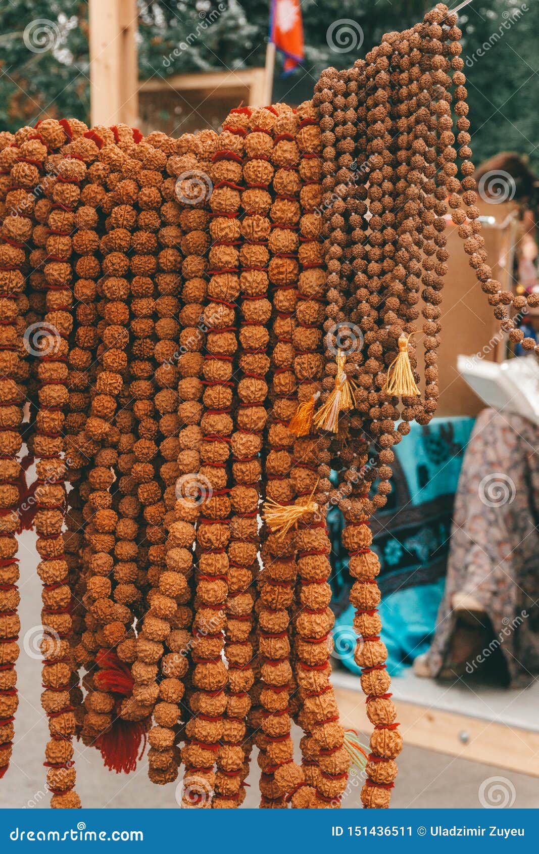 Rudraksha Beads and Rosary. Hindu Sacred Attribute for Prayers