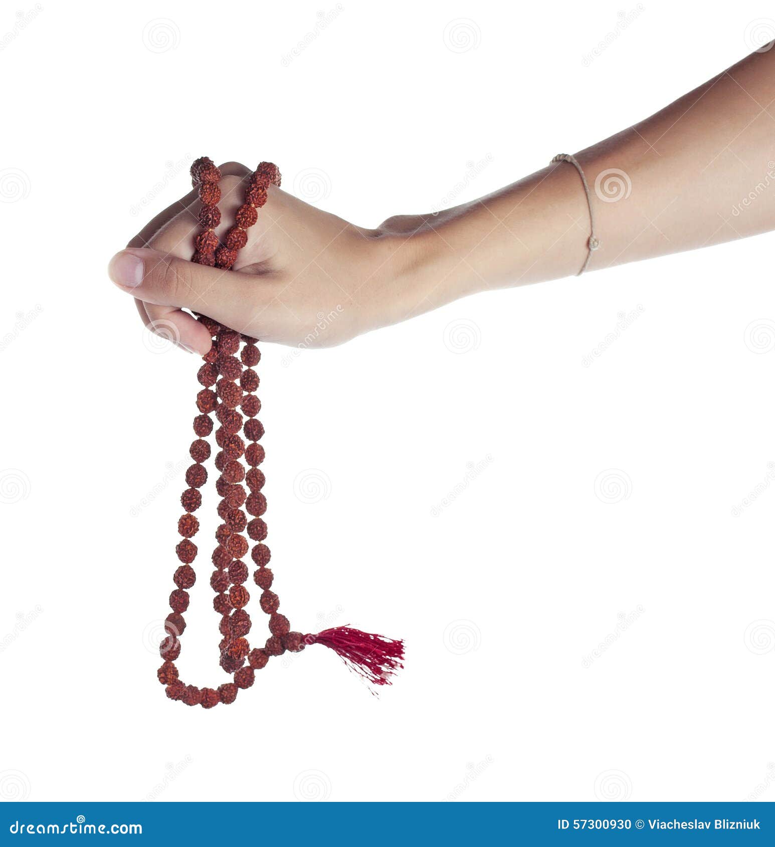 Rudraksha Rosary in a Female Hand. Japa Mala Stock Photo - Image of asia,  asian: 57300930