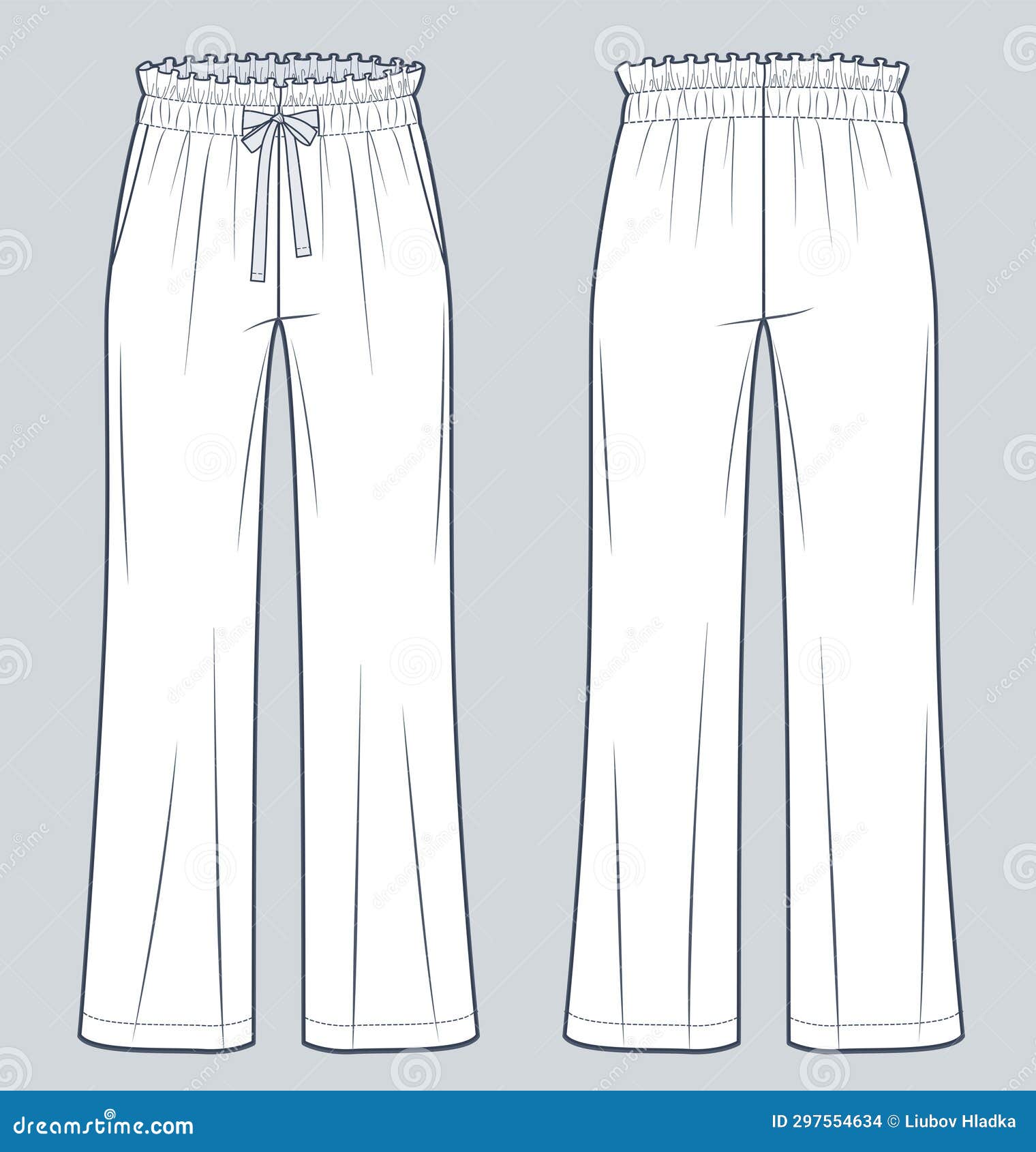 Ruffled Pants Technical Fashion Illustration. Pajama Pants Fashion Flat ...