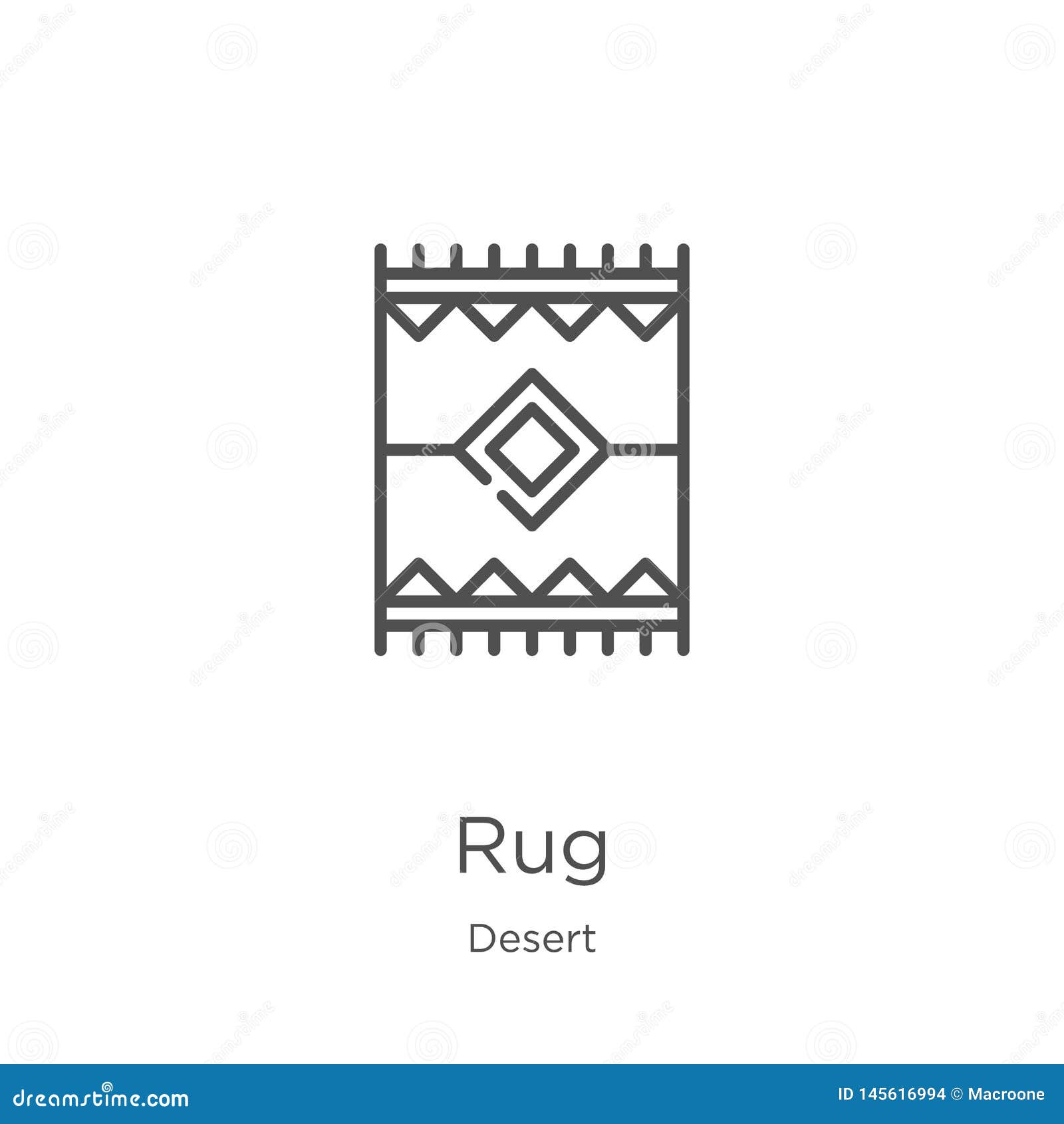 Rug Icon Vector from Desert Collection. Thin Line Rug Outline Icon