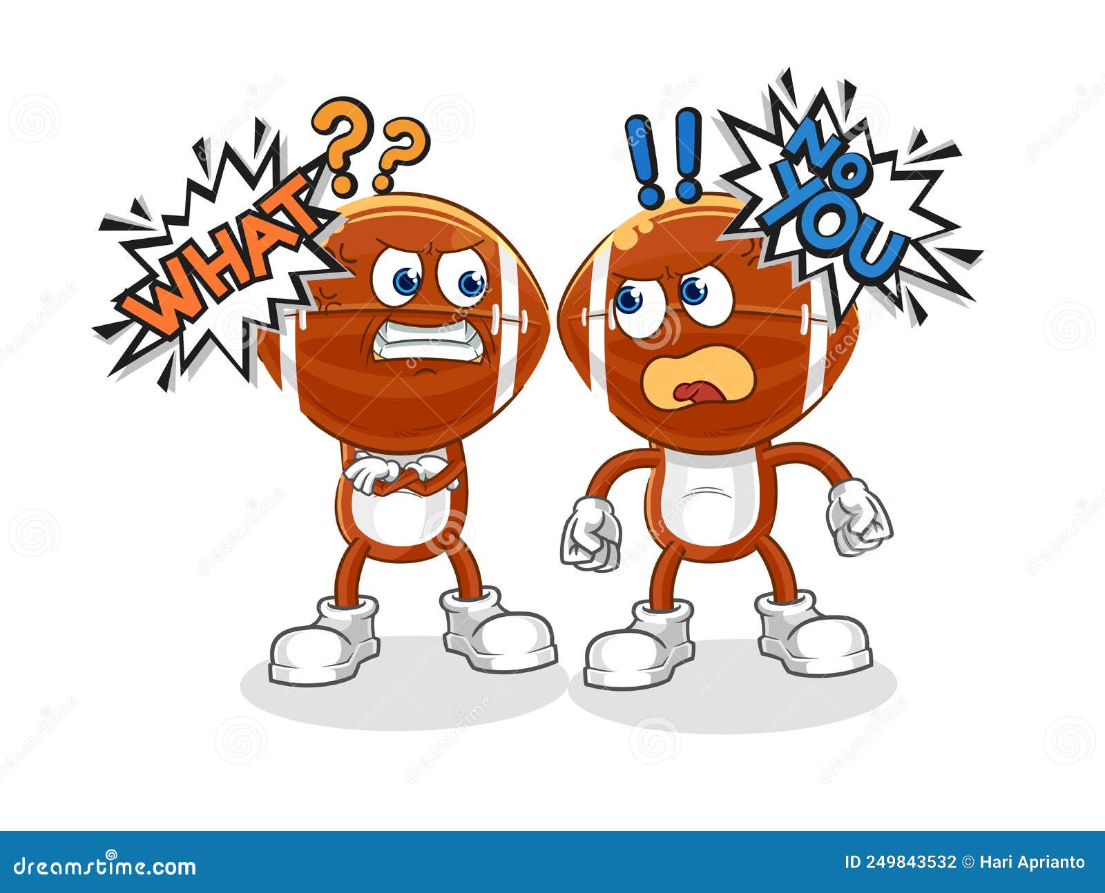 Rugby Head Arguing Each Other Cartoon Vector Stock Vector