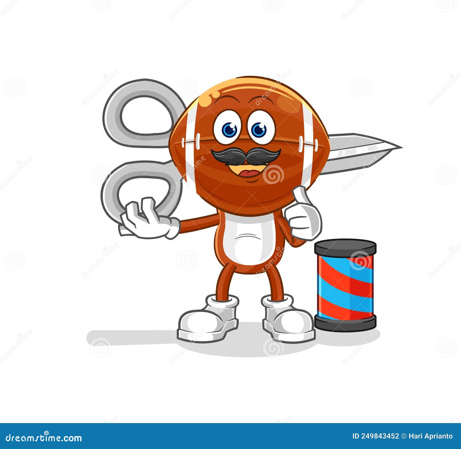 Rugby Head Barber Cartoon. Cartoon Mascot Vector Stock Vector