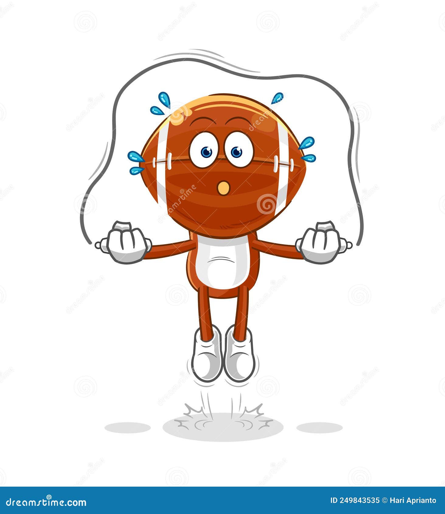 Rugby Head Jump Rope Exercise. Character Vector Stock Vector