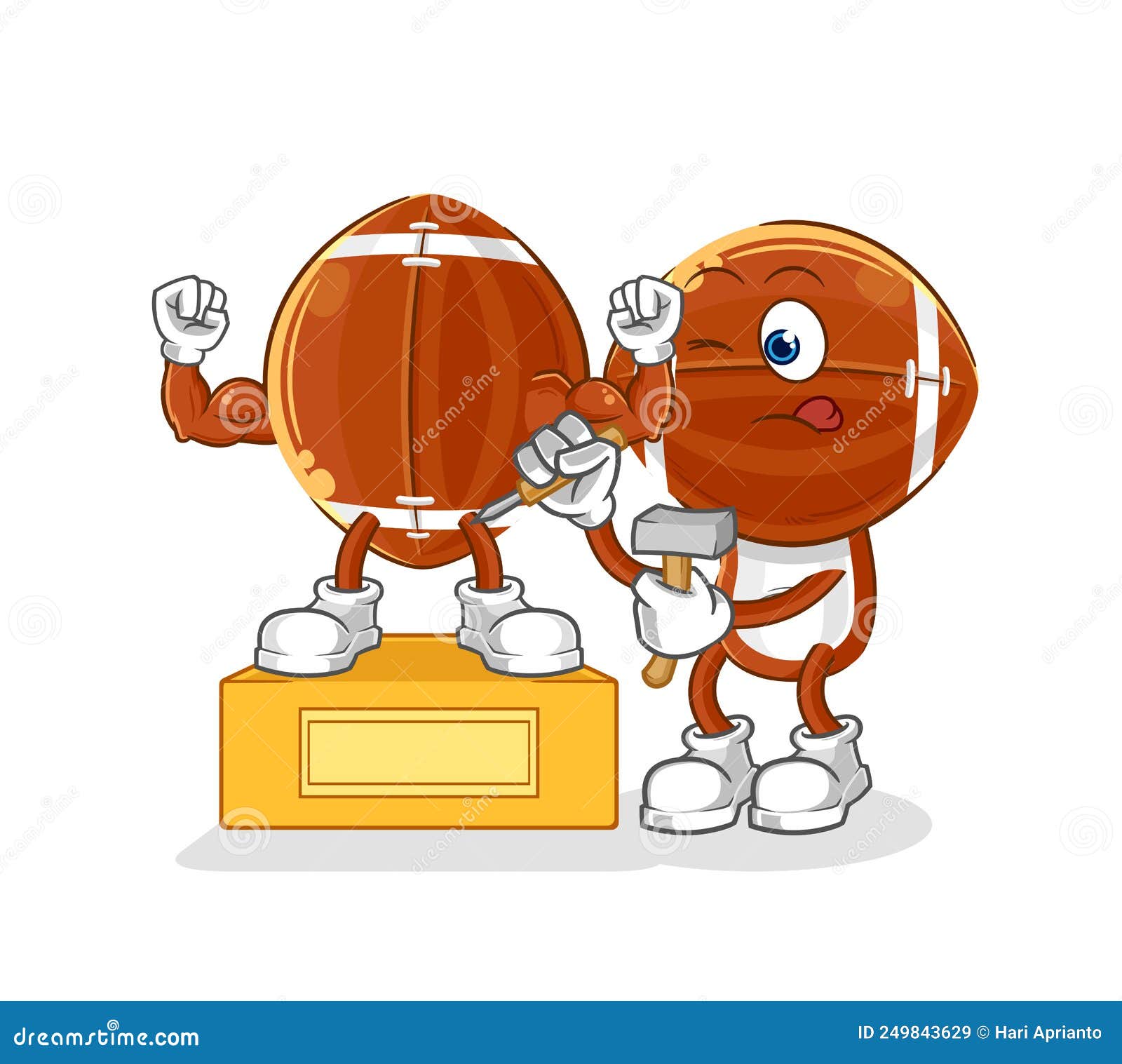 Rugby Head Sculptor Character. Cartoon Mascot Vector Stock Vector