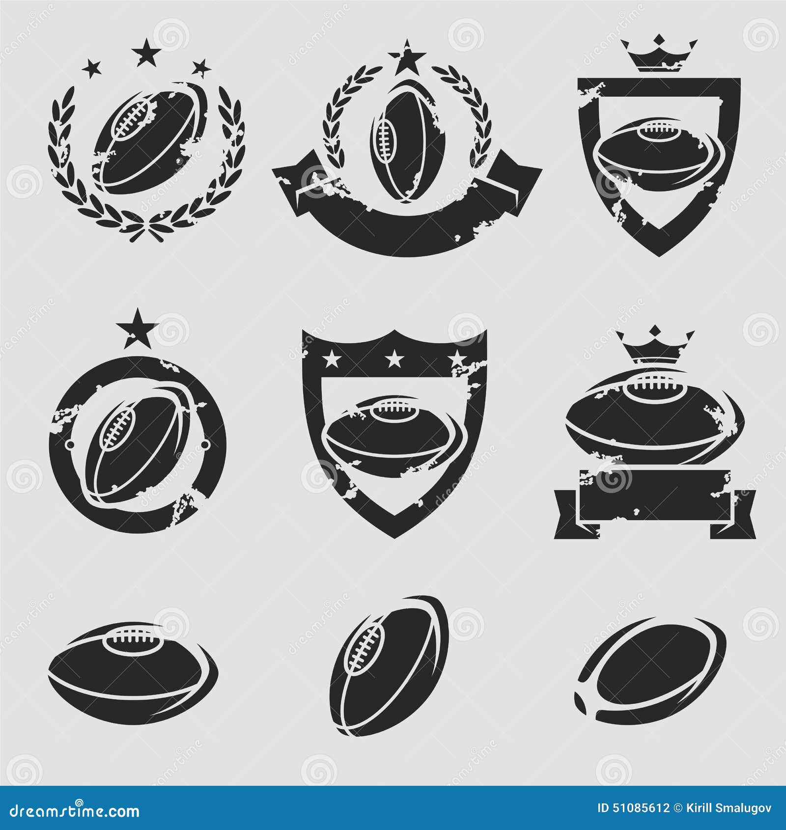 Rugby Labels and Icons Set. Vector Stock Vector Illustration of