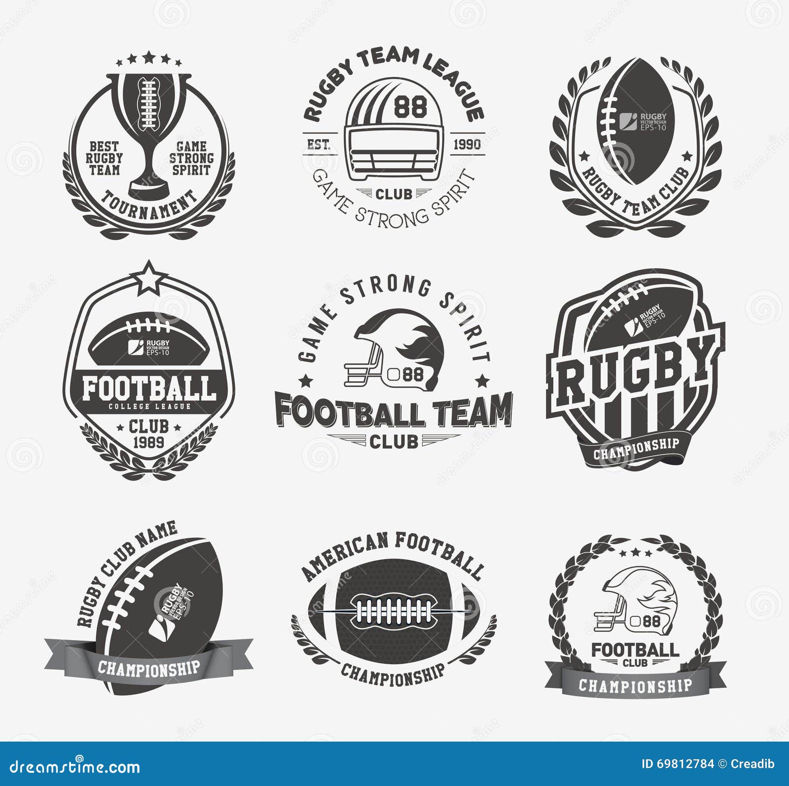 Rugby Logo Vector Colorful Set Football Badge Logo Template Illustration Megapixl