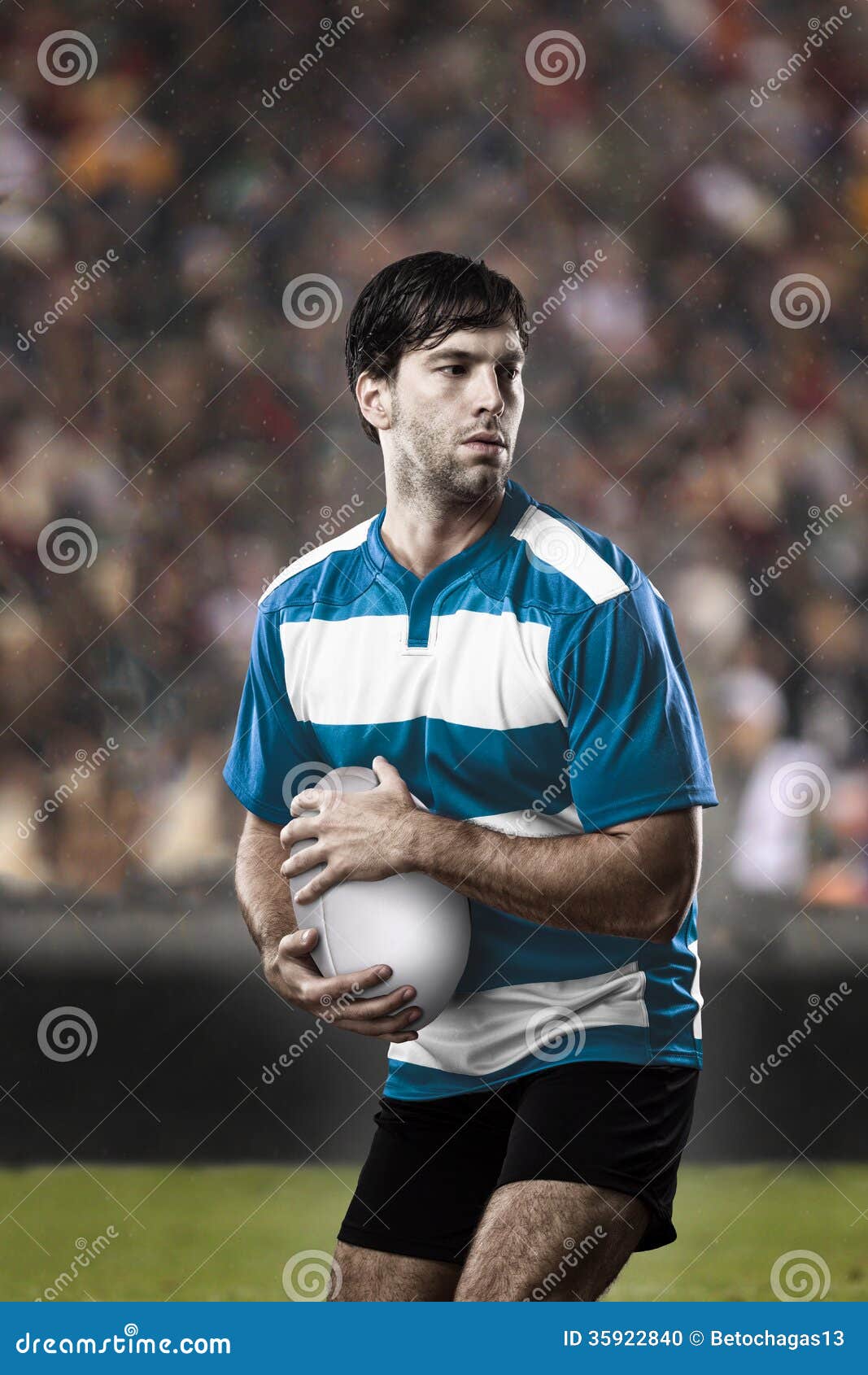 Rugby player stock photo. Image of blue, single, male 35922840