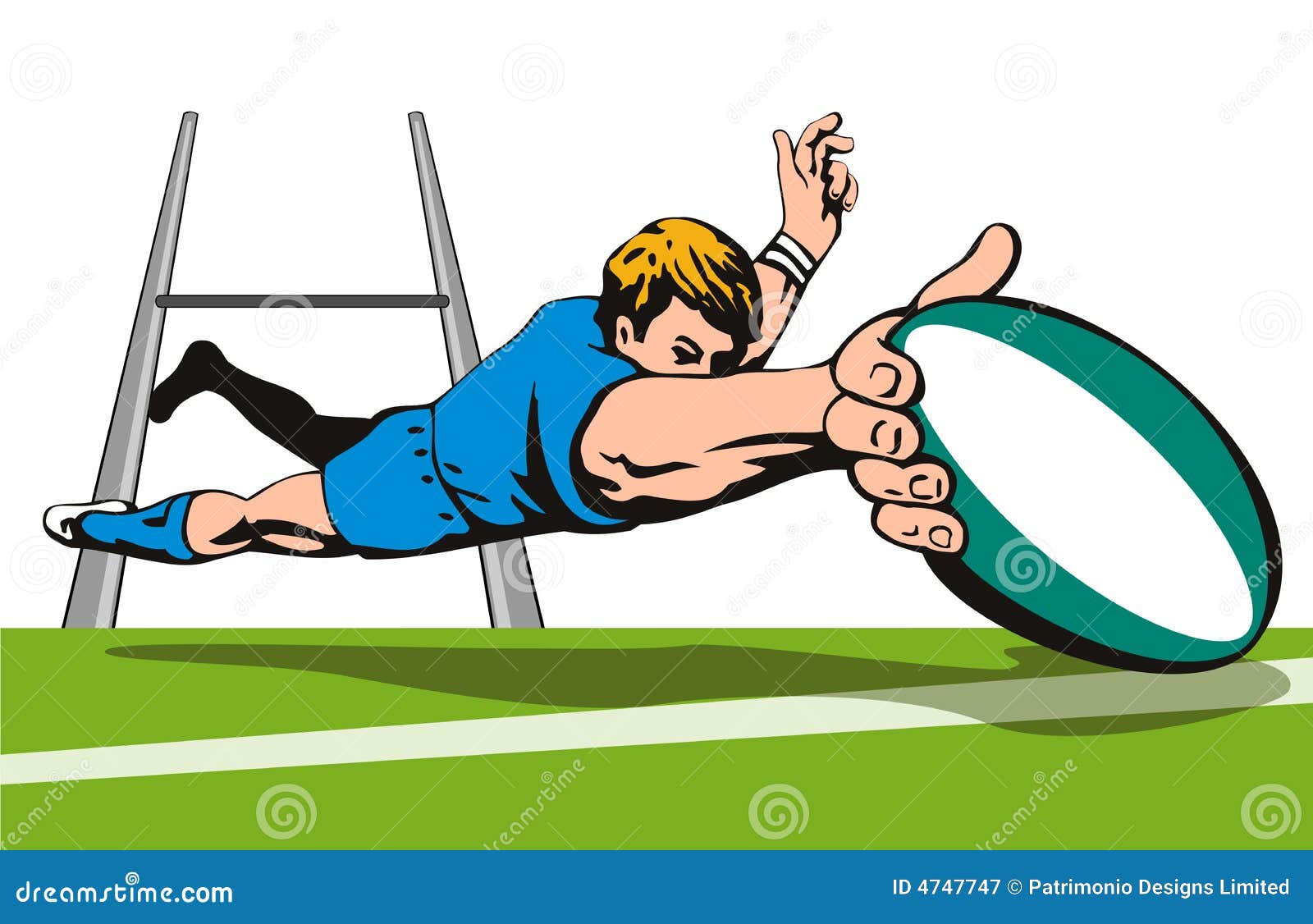 Rugby Player Diving To Score B Stock Vector Illustration of world