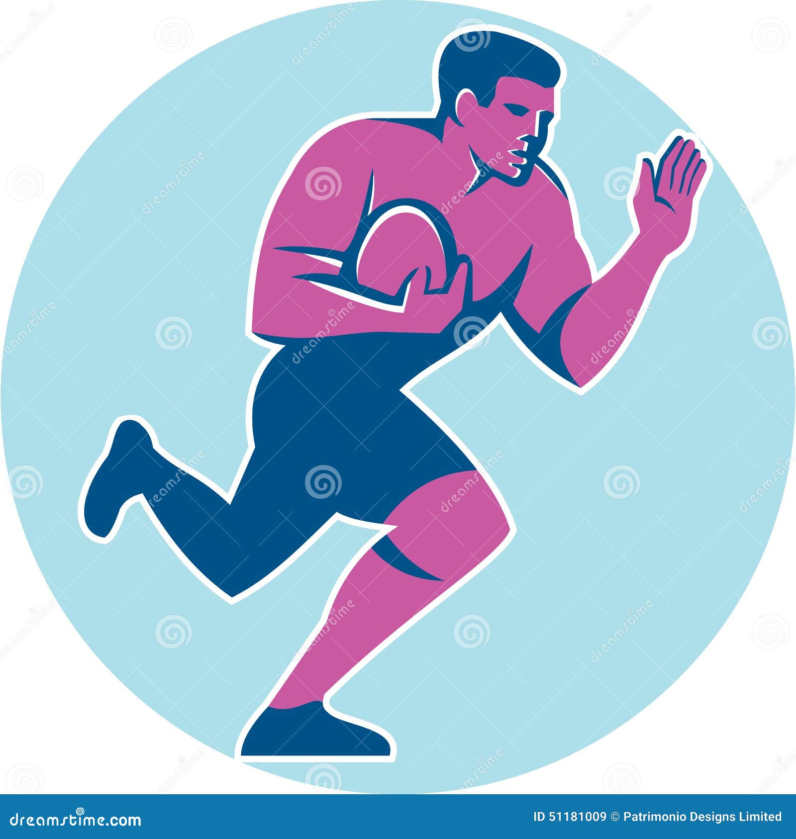 rugby player fend off circle retro