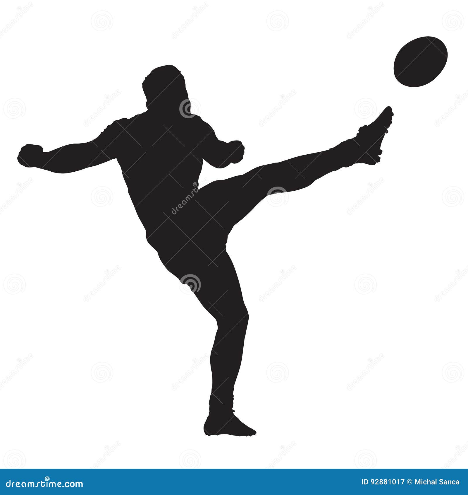 Rugby Player Kicking Ball, Isolated Silhouette Stock Vector Illustration of deep, kicking