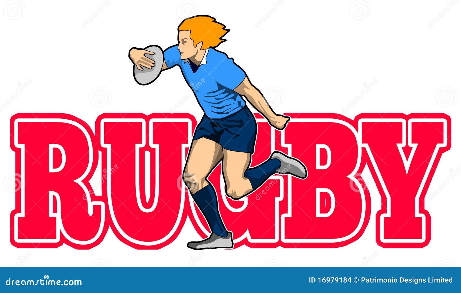 Rugby Player Running With Ball Stock Illustration Illustration of ball, background 16979184