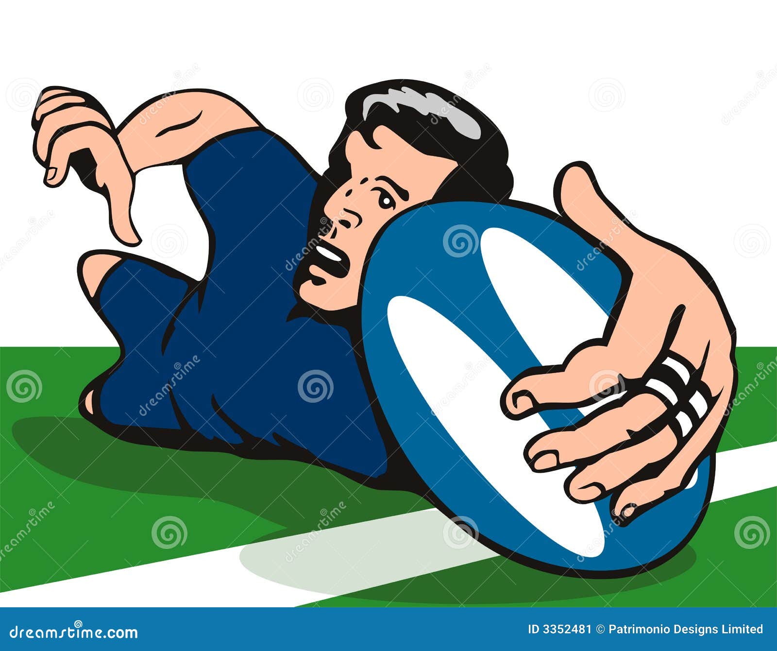 rugby player scoring a try on