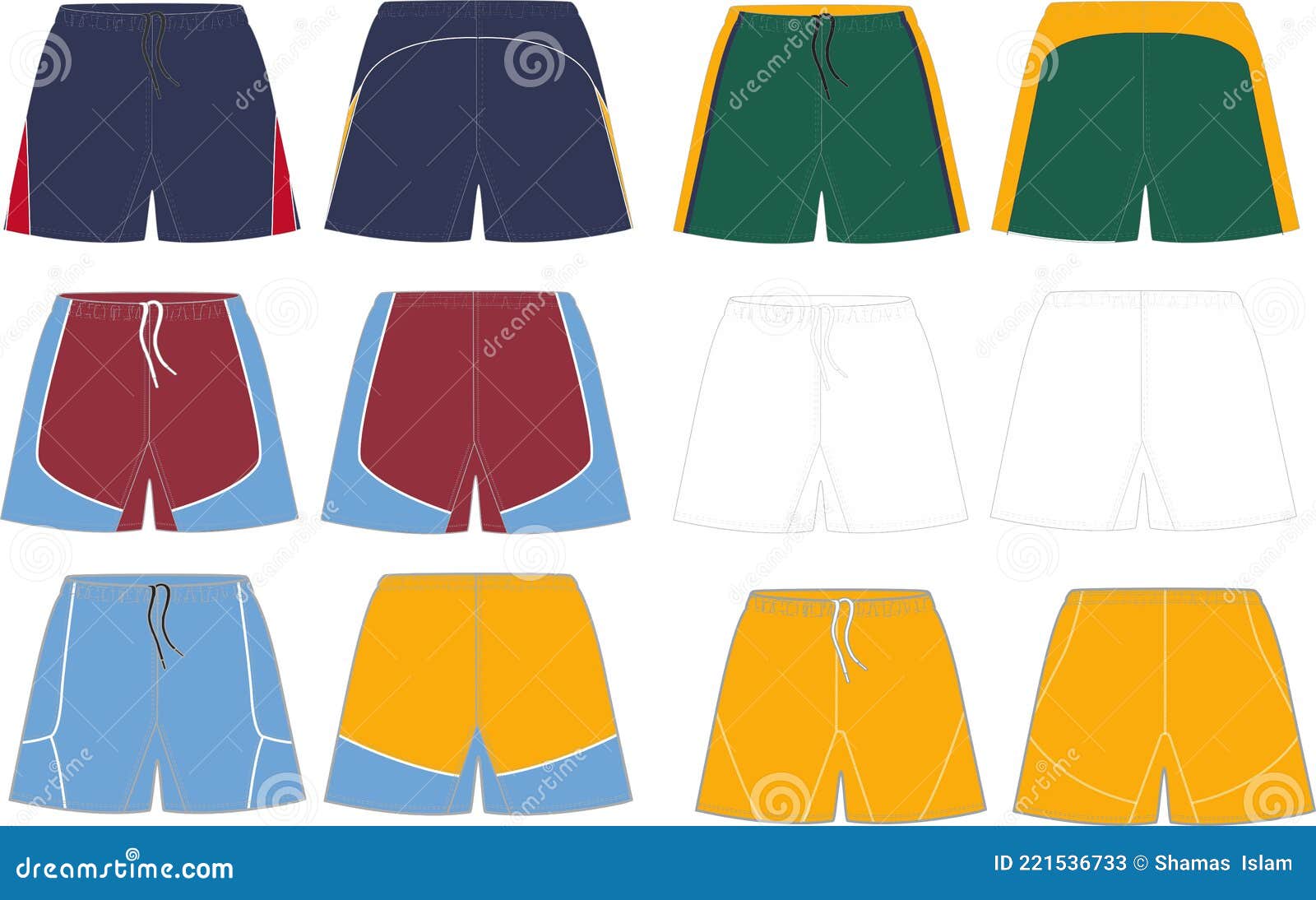 Rugby Shorts Mock Ups Templates Vectors Stock Vector - Illustration of ...