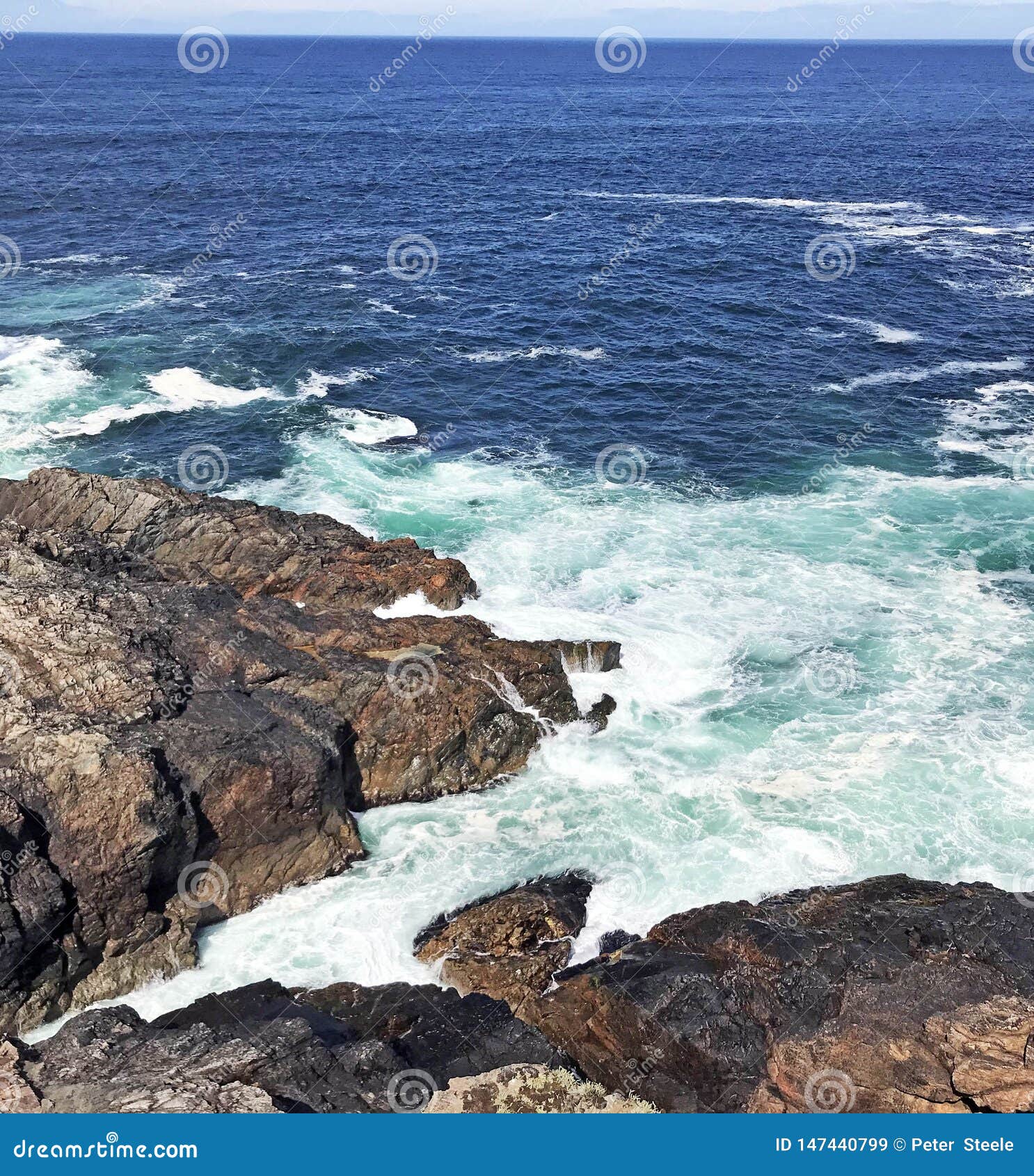 Rocks Irish Sea Atlantic Ocean on Coastline Giants Causeway Co. Antrim Northern Ireland Stock
