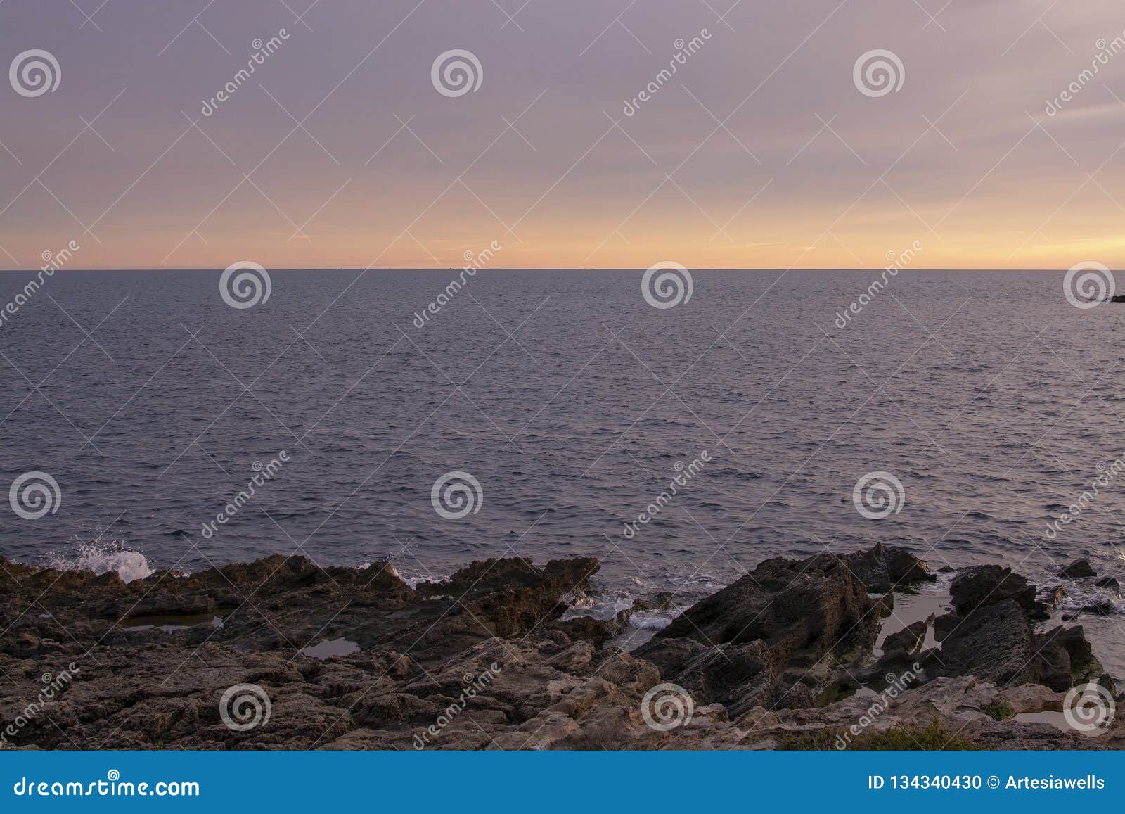 Rugged Natural Green and Rocky Coastline by Mediterranean Sea Stock ...