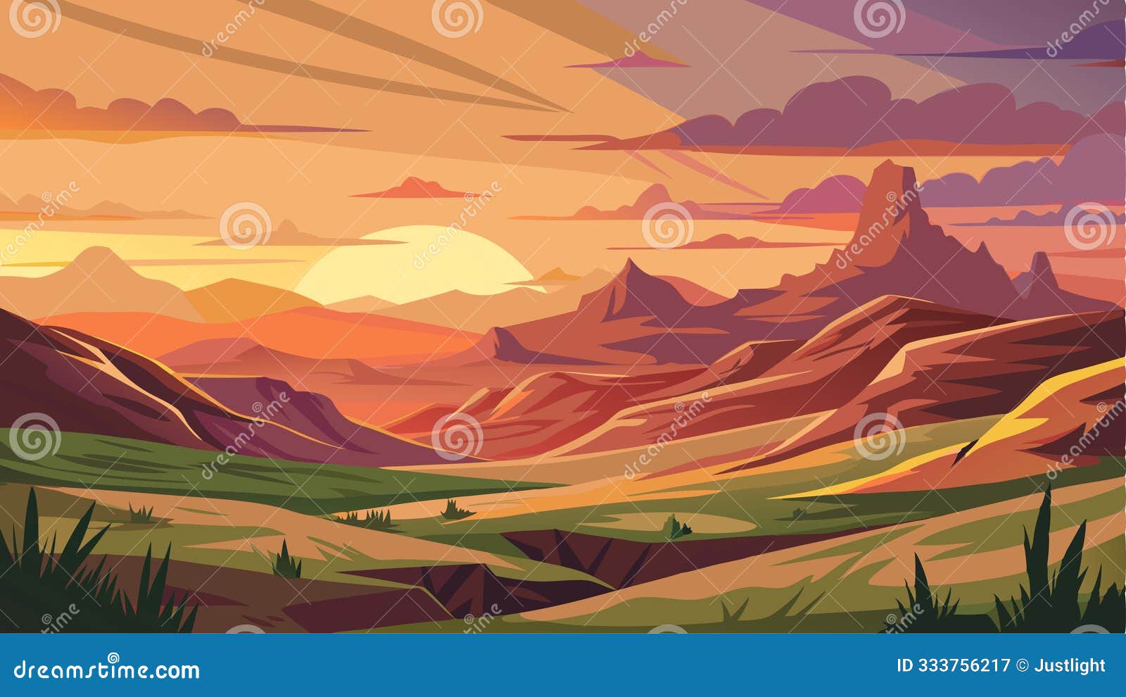 the rugged terrain of the prairie now softened by the gentle light of the sunset creating a stunning landscape..
