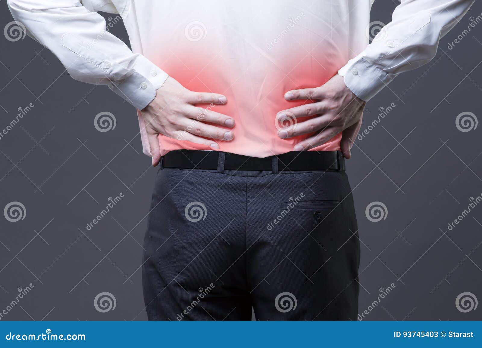 Rugpijn, Nierontsteking, Pijn in Mensen` S Lichaam Stock Afbeelding