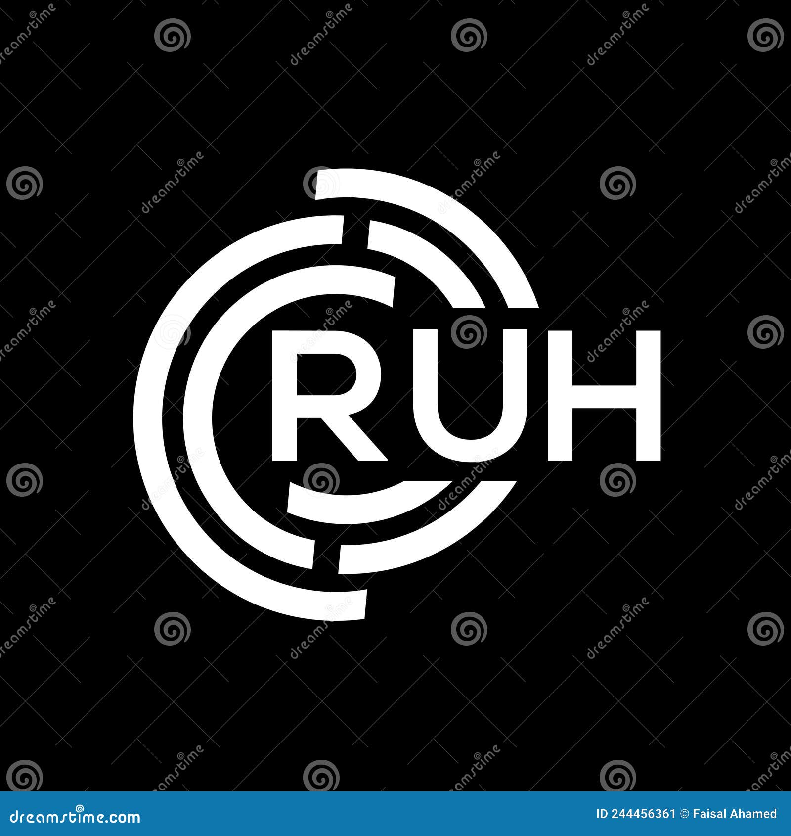 ruh letter logo . ruh monogram initials letter logo concept. ruh letter  in black background