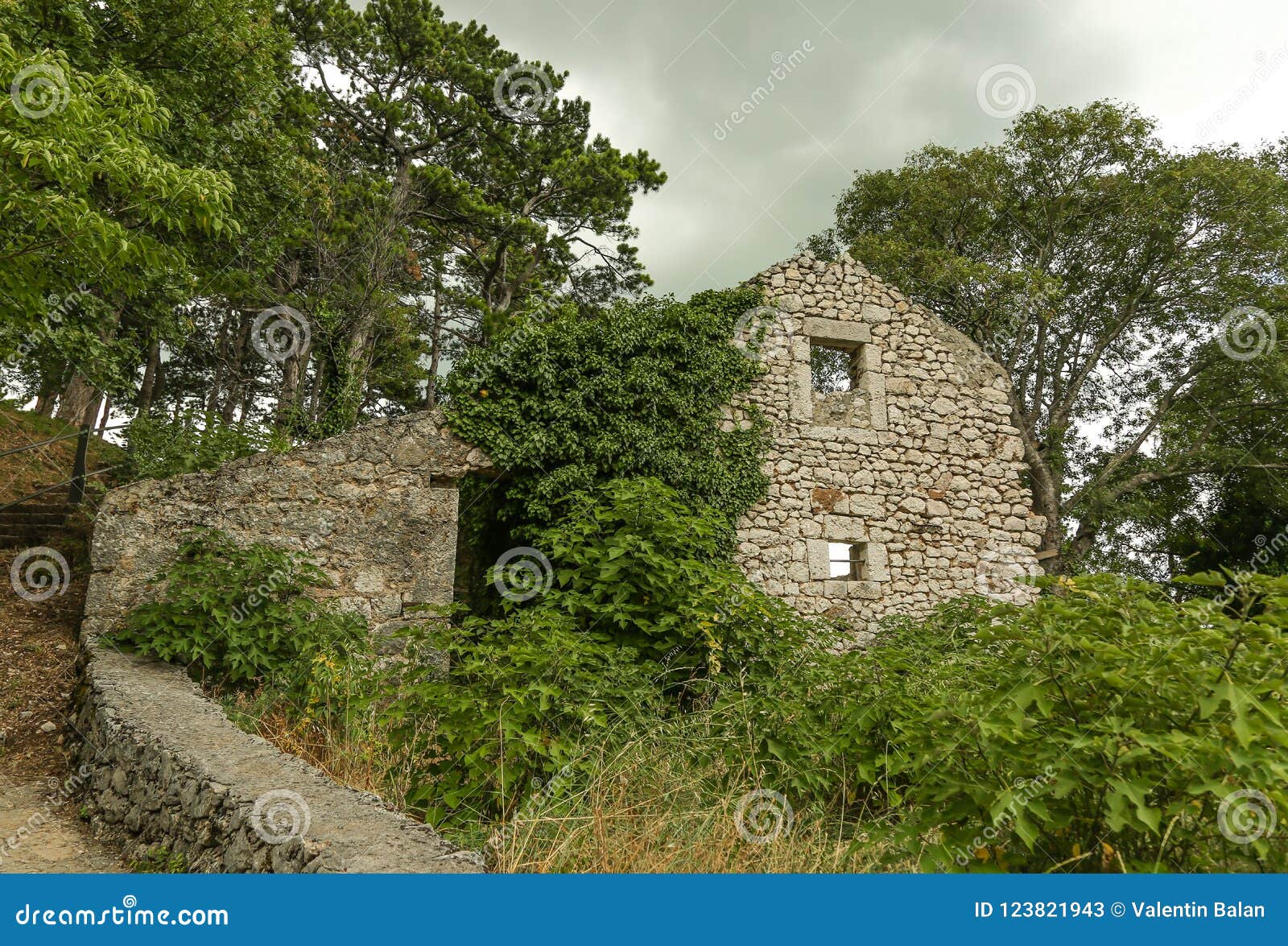 Ruin of stone house. stock image. Image of brick, construction 123821943