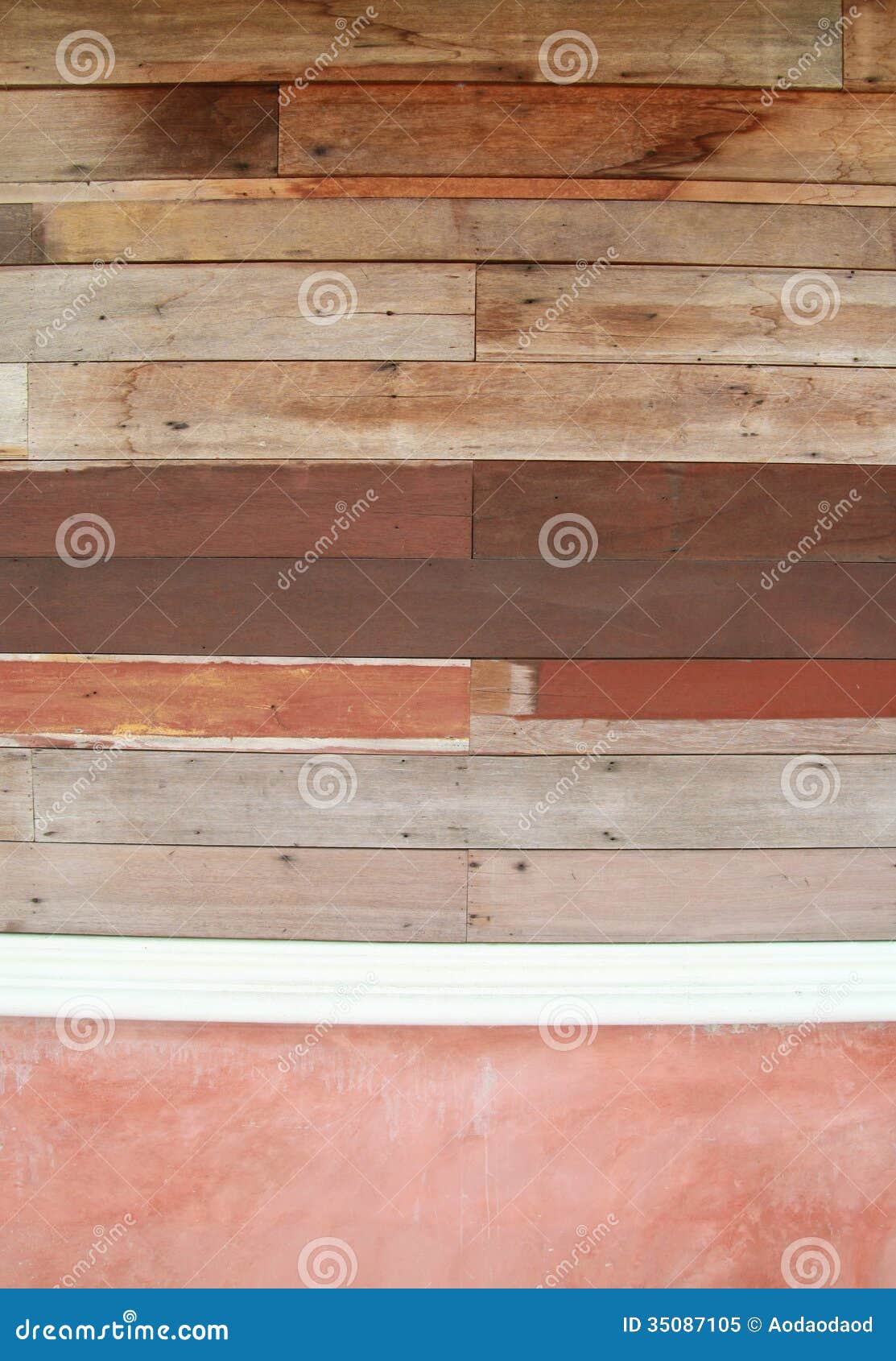 Ruin Wood Plank and Red Concrete Wall Stock Image Image of color