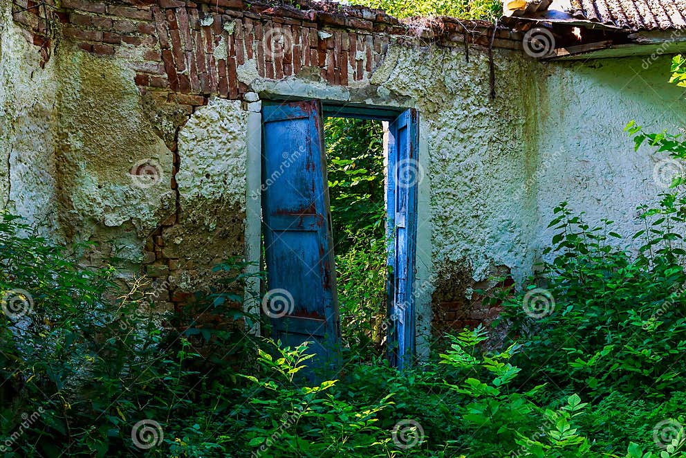 Ruined And Abandoned Rural House The Concept Of A Dying Village And Global Urbanization Stock ruined-and-abandoned-rural-house-the-concept-of-a-dying-village-and-global-urbanization-stock