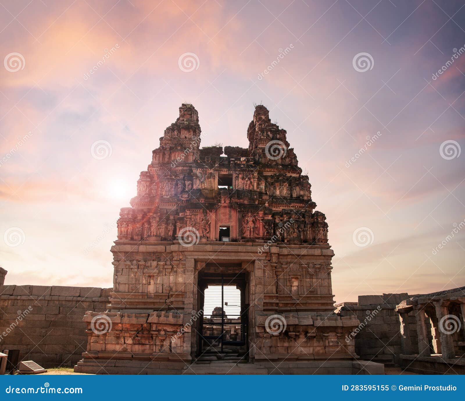 ruined entrance of vittala temple in hampi, an ancient monument, vijayanagar empire, kingdom, hampi, karnataka, india