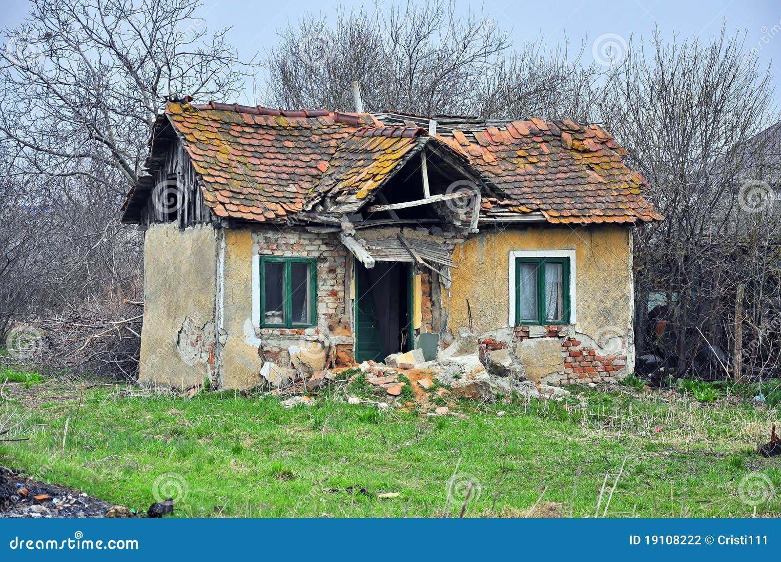 Ruined Log House In Abandoned Village. Royalty-Free Stock Photo ...