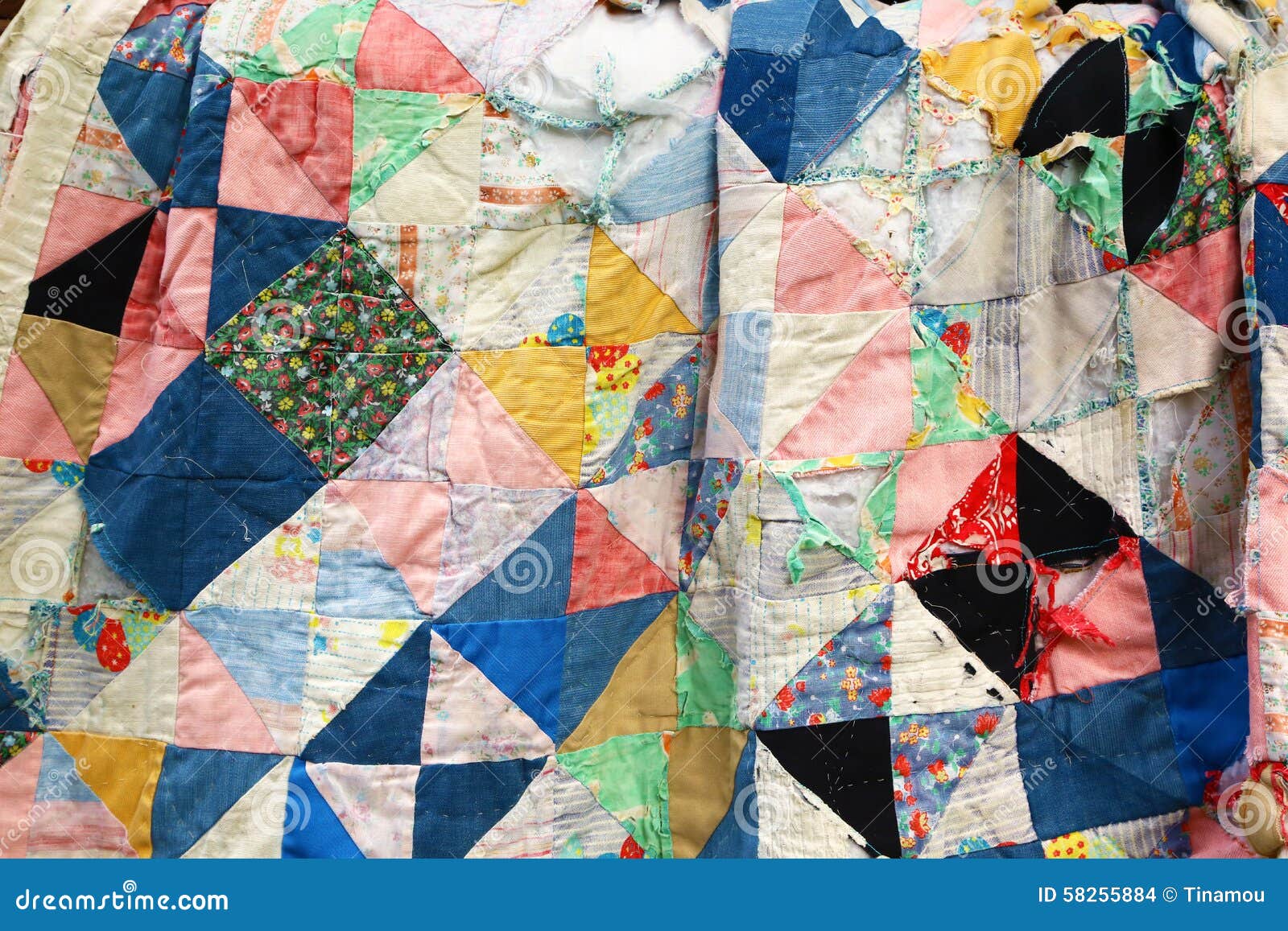 Ruined oldstyle quilt stock photo. Image of united, patchwork 58255884