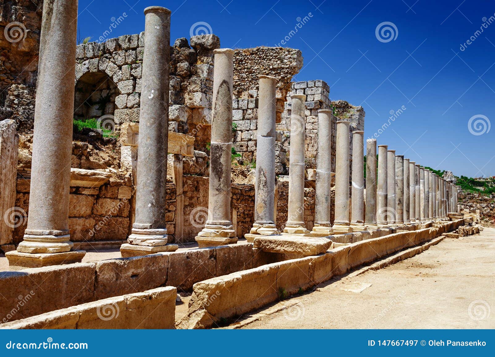 ruins of ancient city of perge near antalya turkey