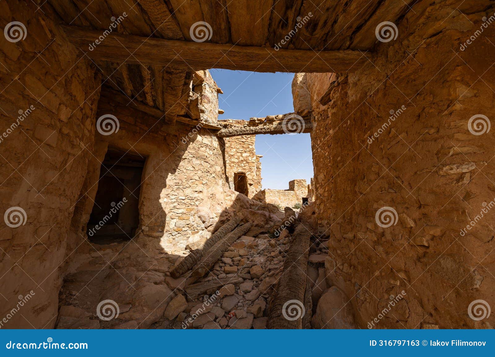 ruins of ancient fortified ksar beni barka in tataouine, tunisia