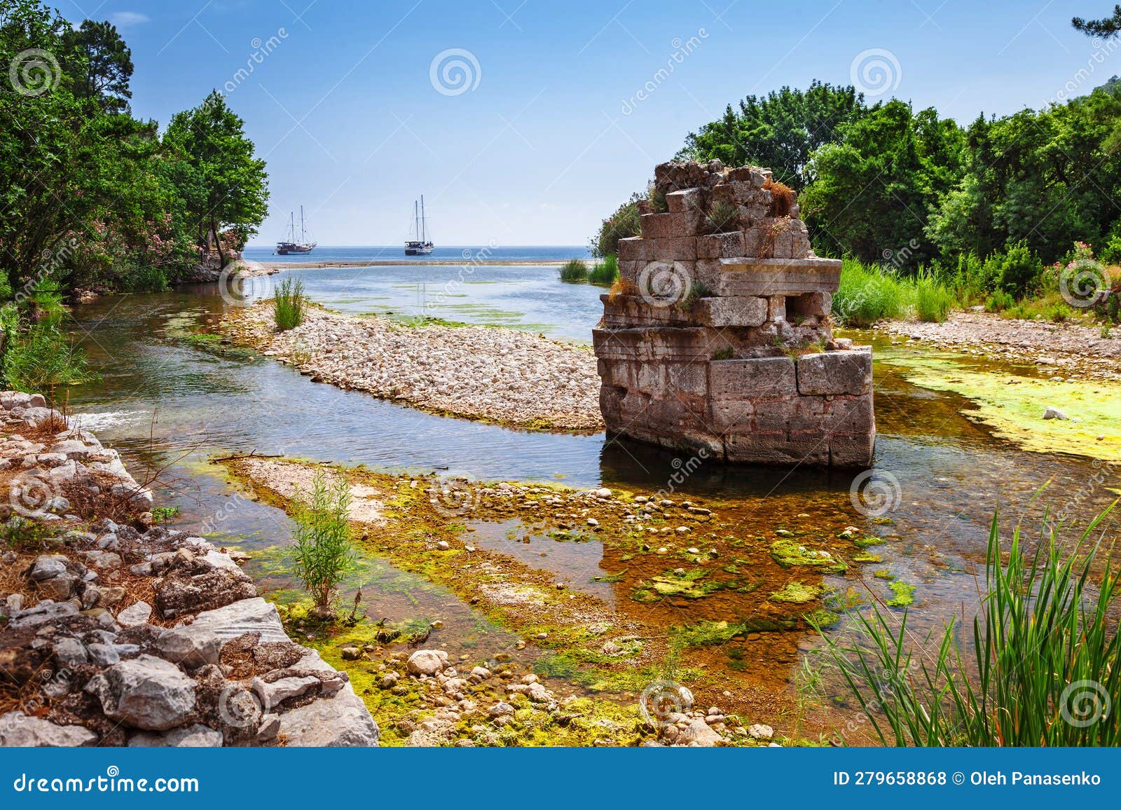 ruins of ancient greek and roman ancient city of olympos near antalya turkey