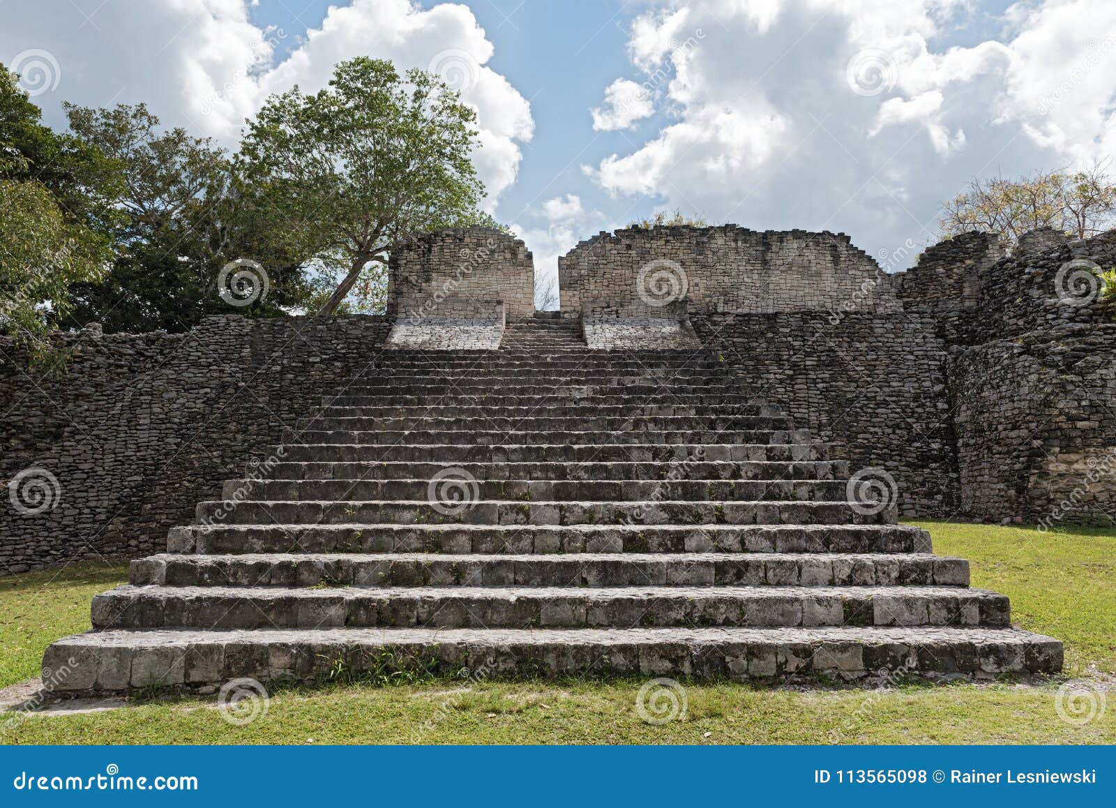 the ruins of the ancient mayan city of kohunlich, quintana roo, mexico