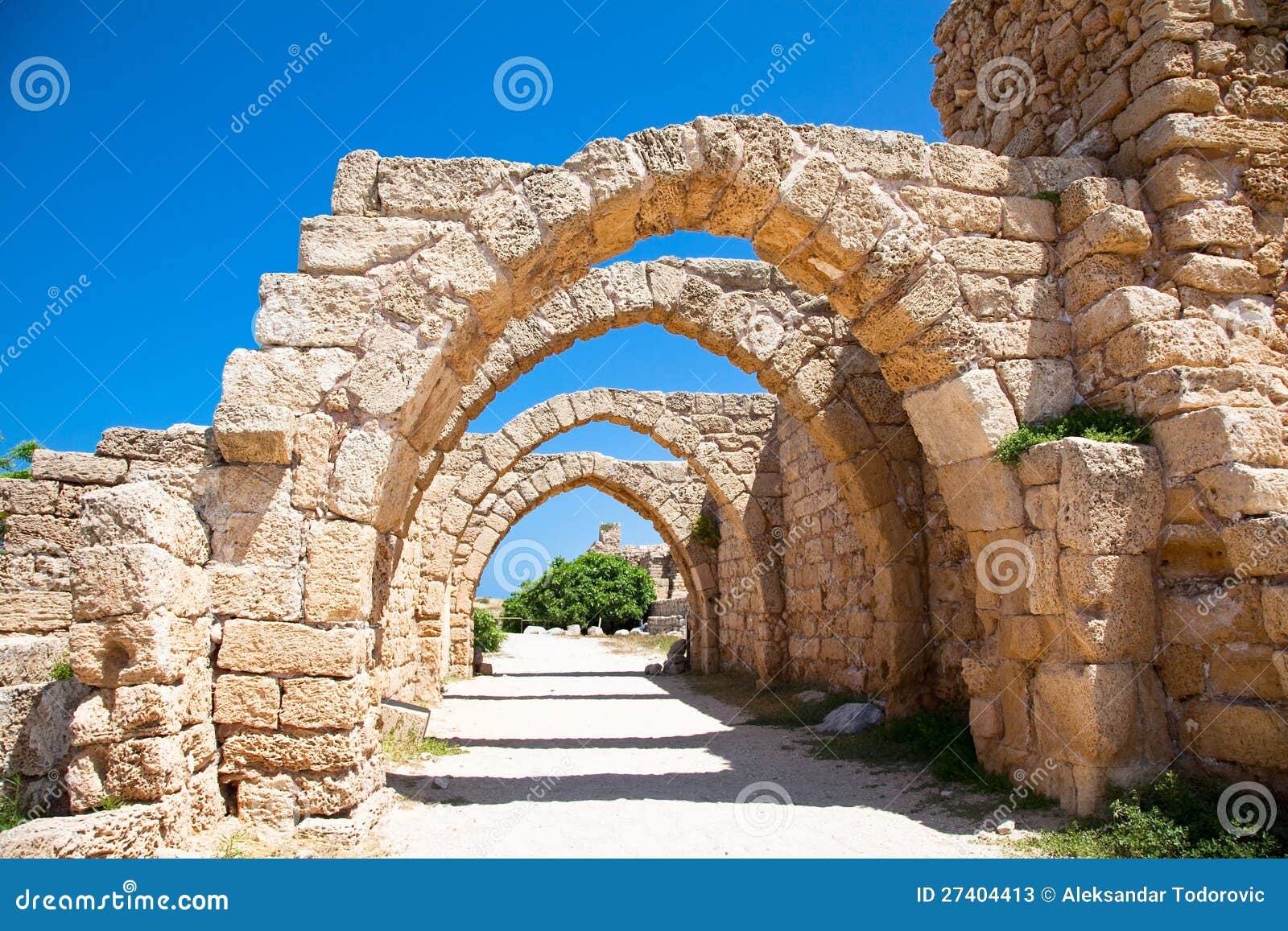 ruins of antique caesarea. israel.