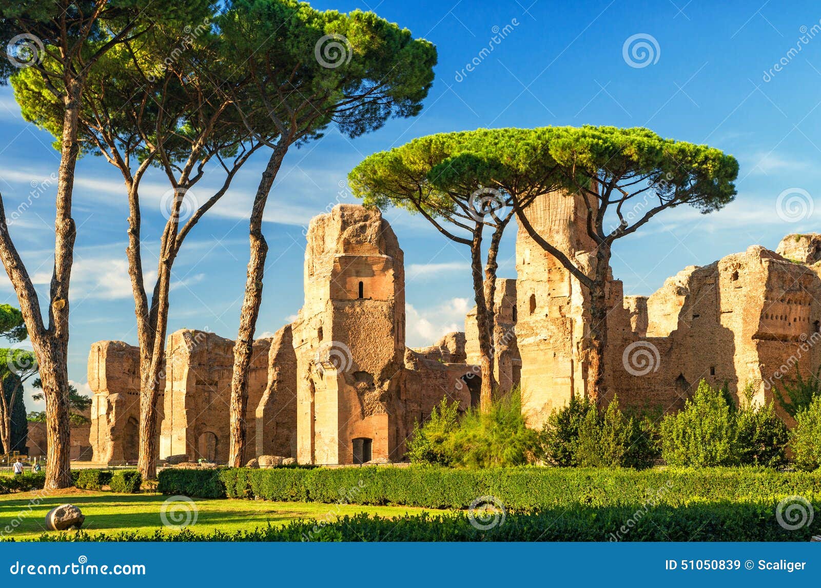 the ruins of the baths of caracalla in rome, italy