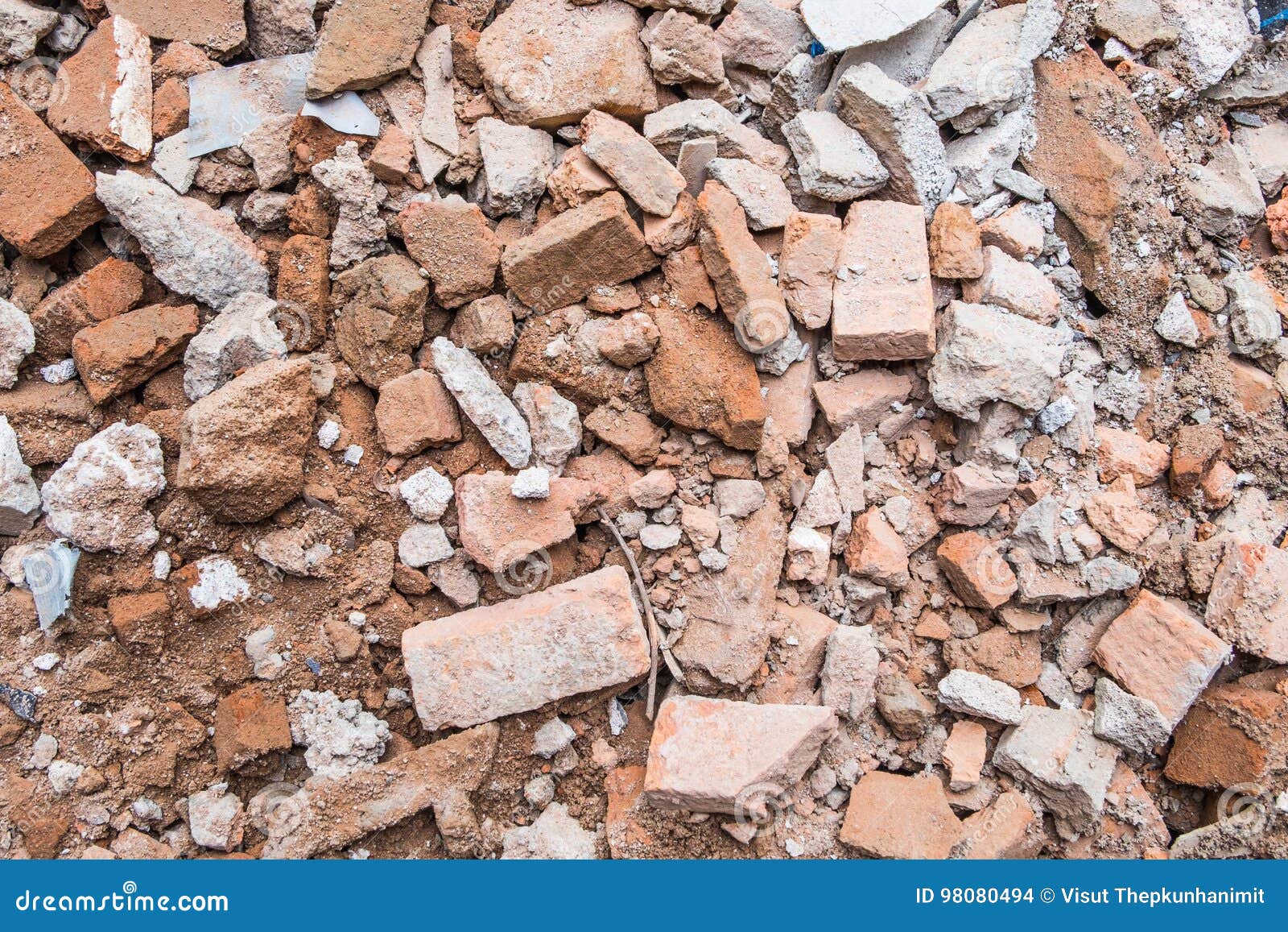Ruins of brick rubble. stock photo. Image of grunge, mason 98080494