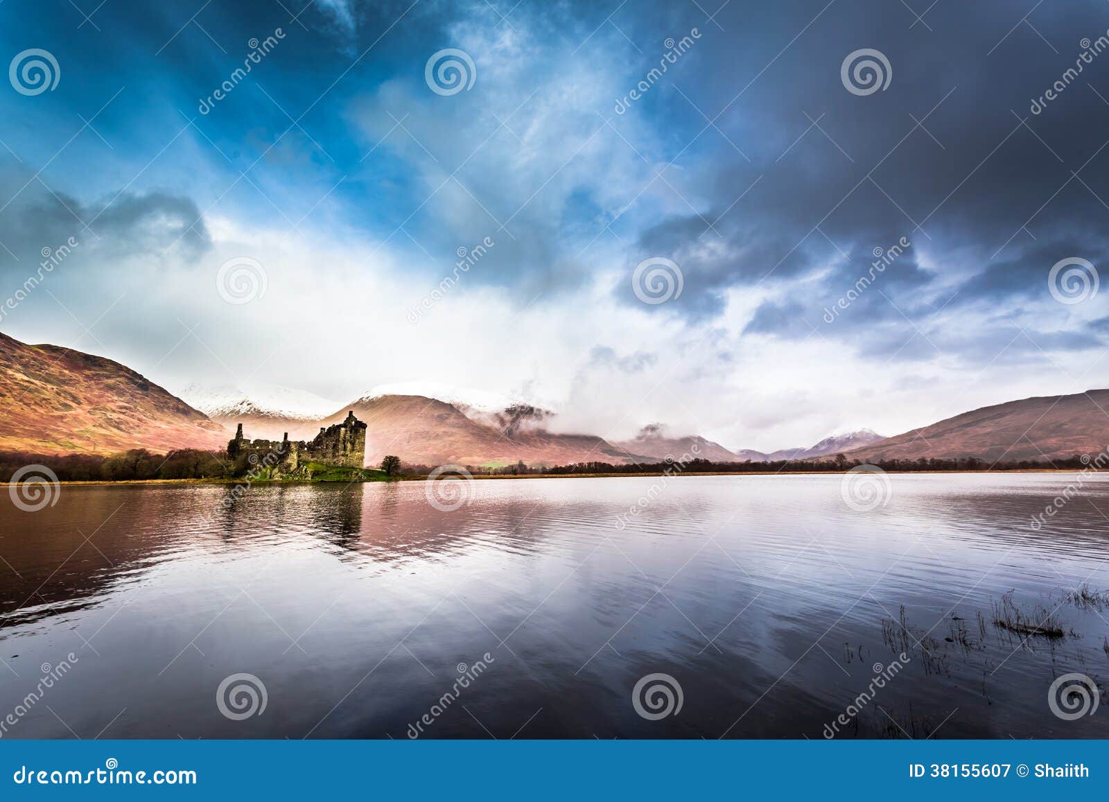 Ruins of the Castle on the Lake in Winter Stock Image - Image of europe ...