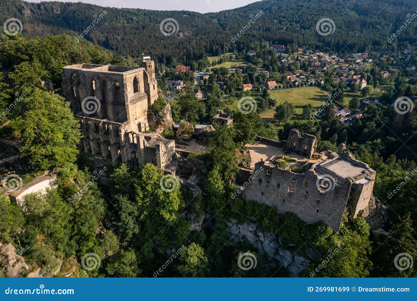Ruins of castle Oybin stock image. Image of ruin, monument 269981699