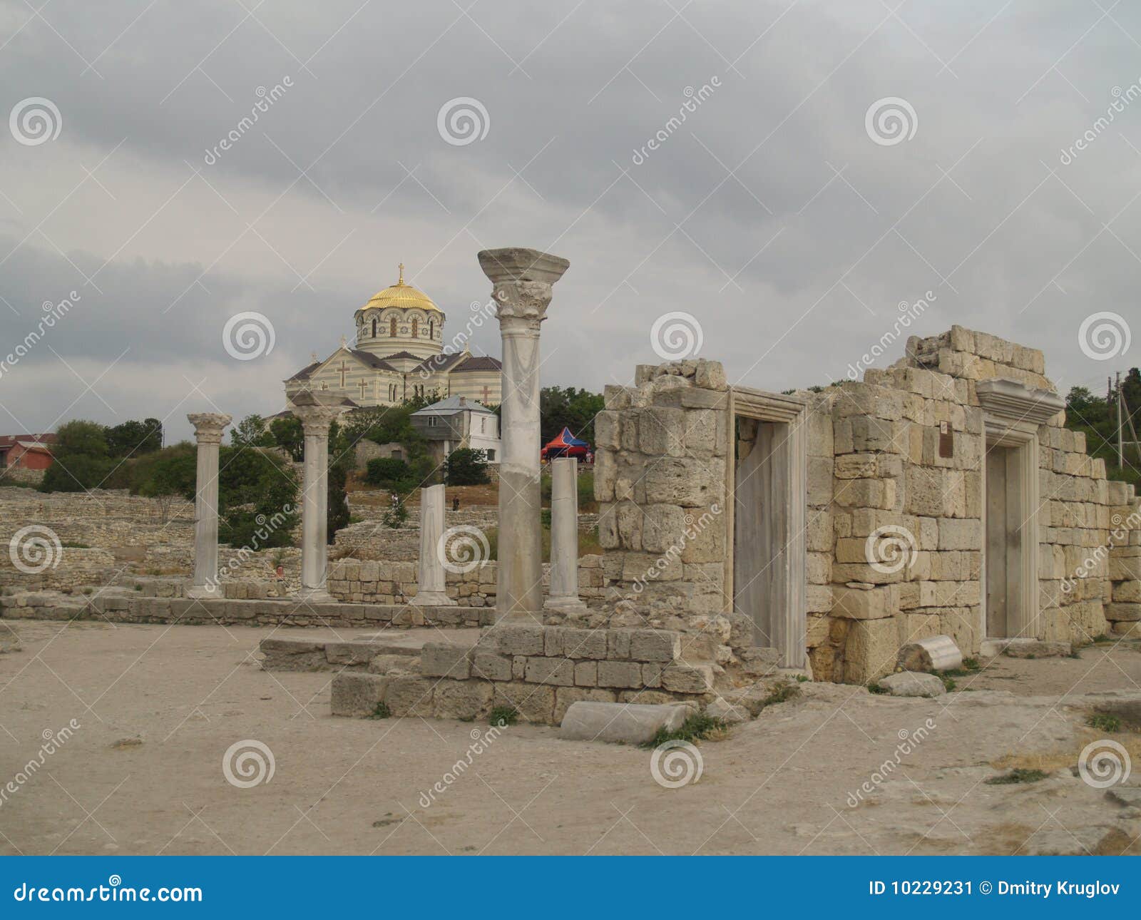 ruins of cathedral in hersones, crimea,