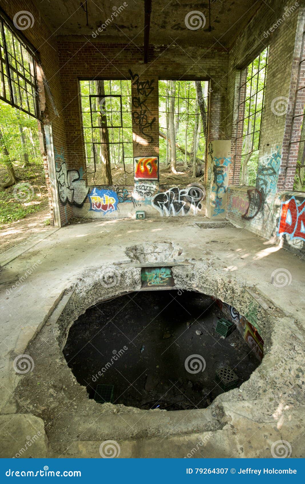 ruins of electrical station on hockanum river in manchester, connecticut.